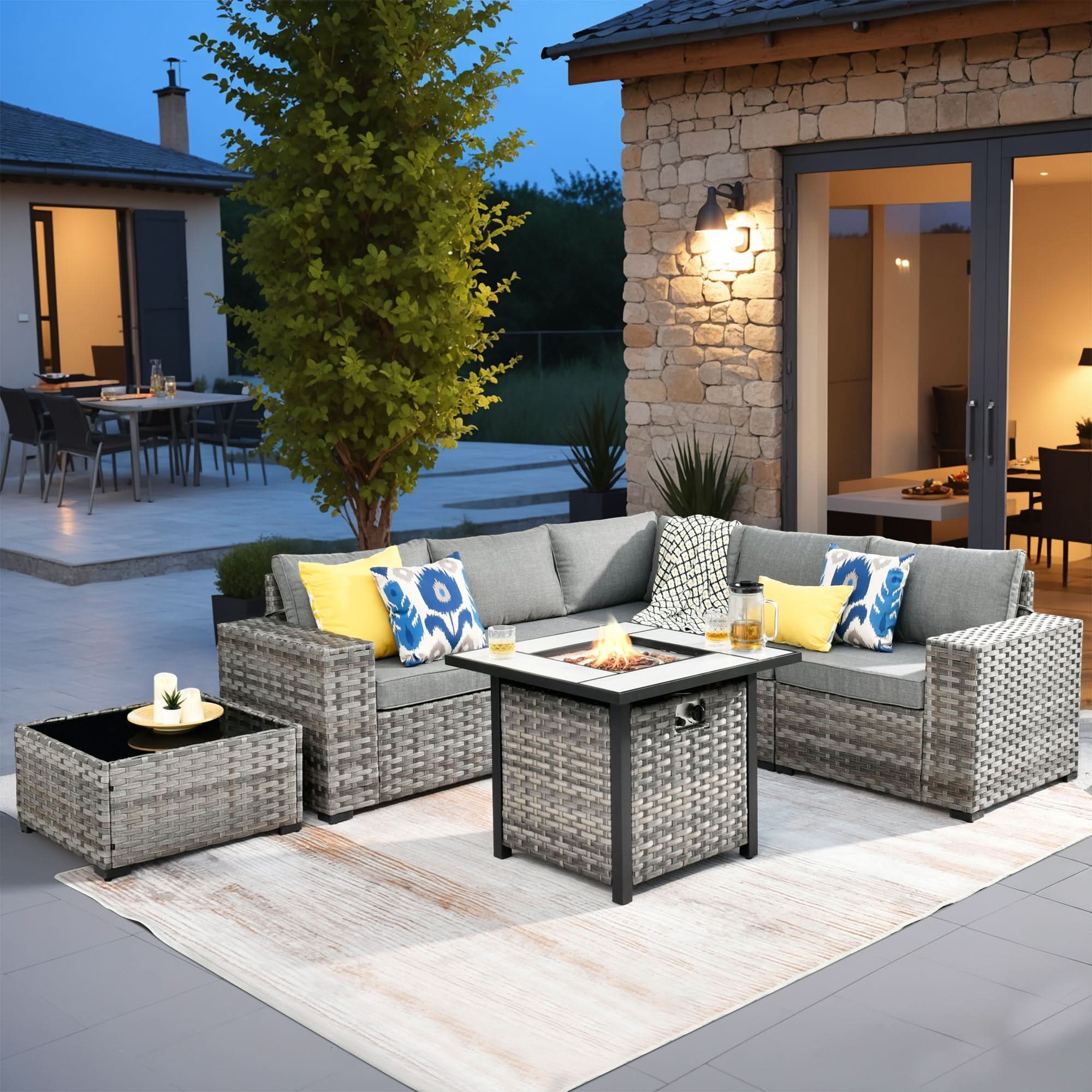OVIOS 7-Piece Outdoor Furniture Set with 7.68'' Wide Armrests