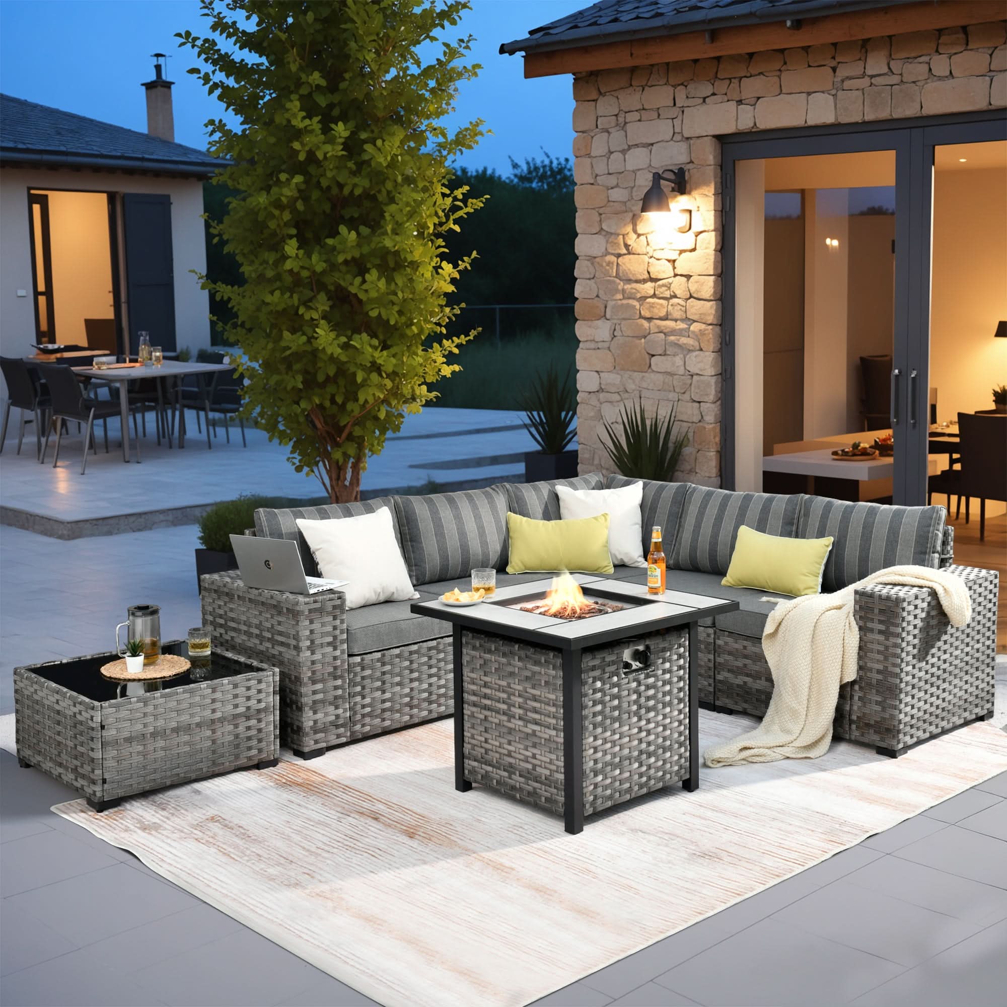 OVIOS 7-Piece Outdoor Furniture Set with 7.68'' Wide Armrests
