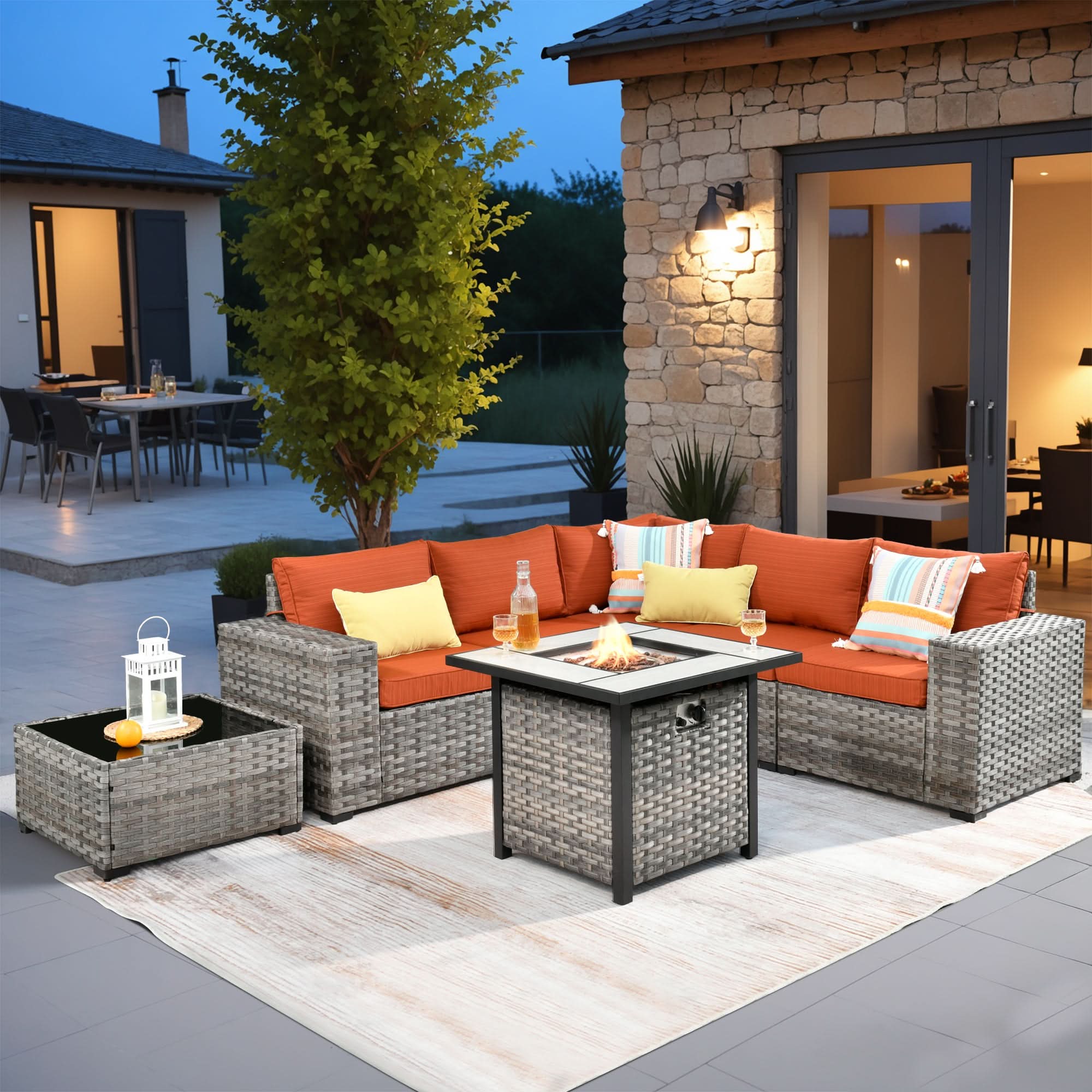 OVIOS 7-Piece Outdoor Furniture Set with 7.68'' Wide Armrests
