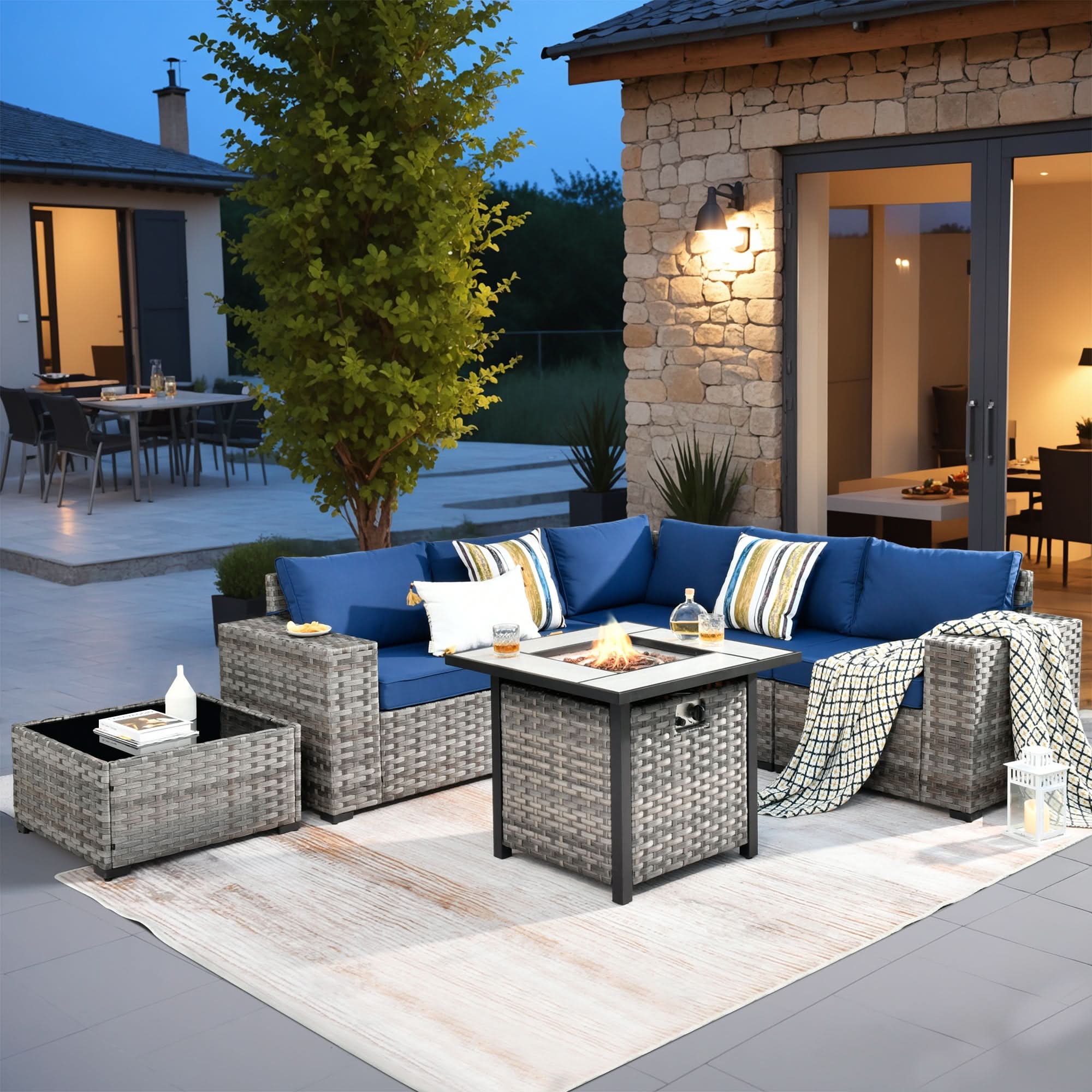 OVIOS 7-Piece Outdoor Furniture Set with 7.68'' Wide Armrests