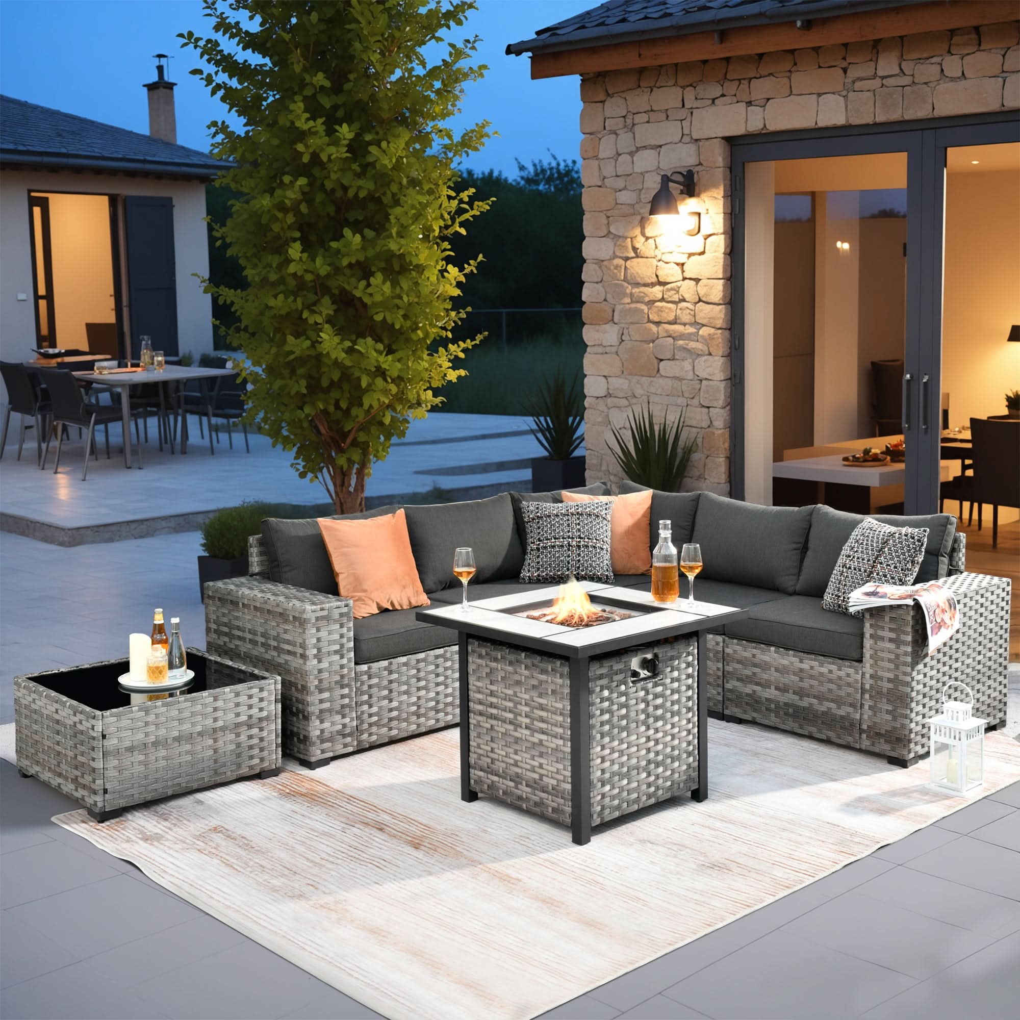 OVIOS 7-Piece Outdoor Furniture Set with 7.68'' Wide Armrests