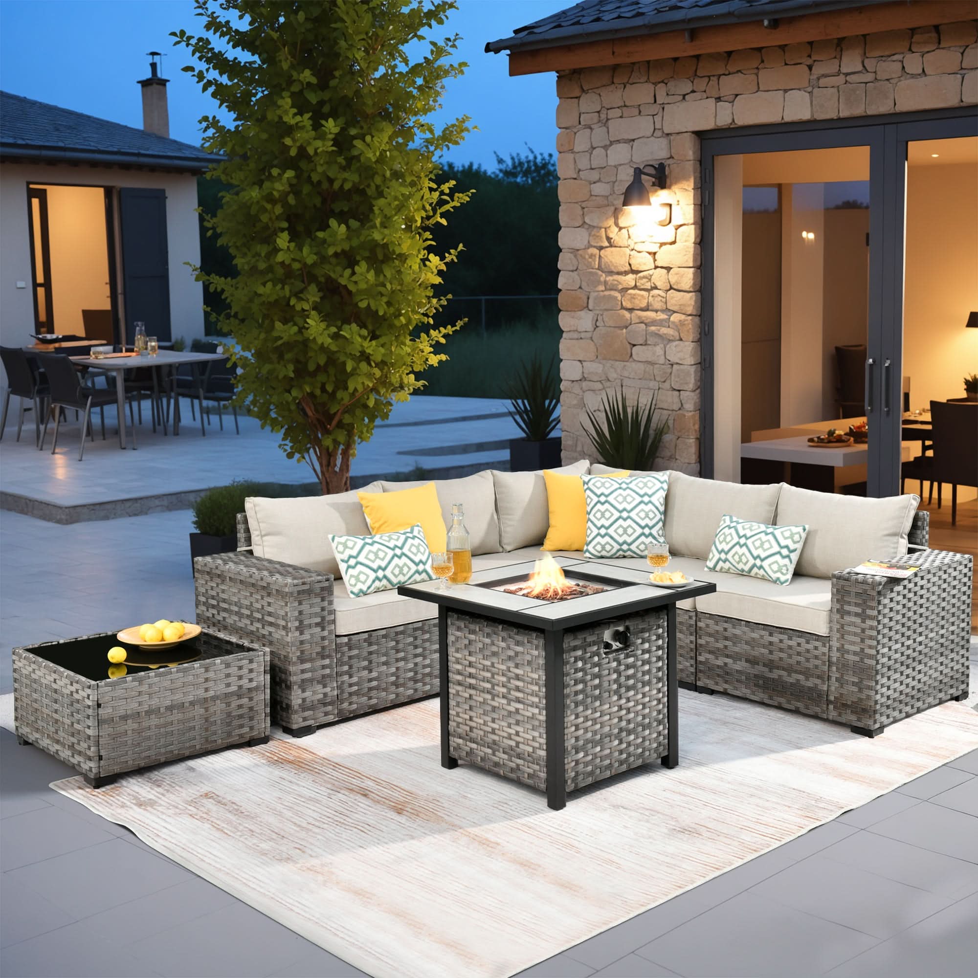 OVIOS 7-Piece Outdoor Furniture Set with 7.68'' Wide Armrests