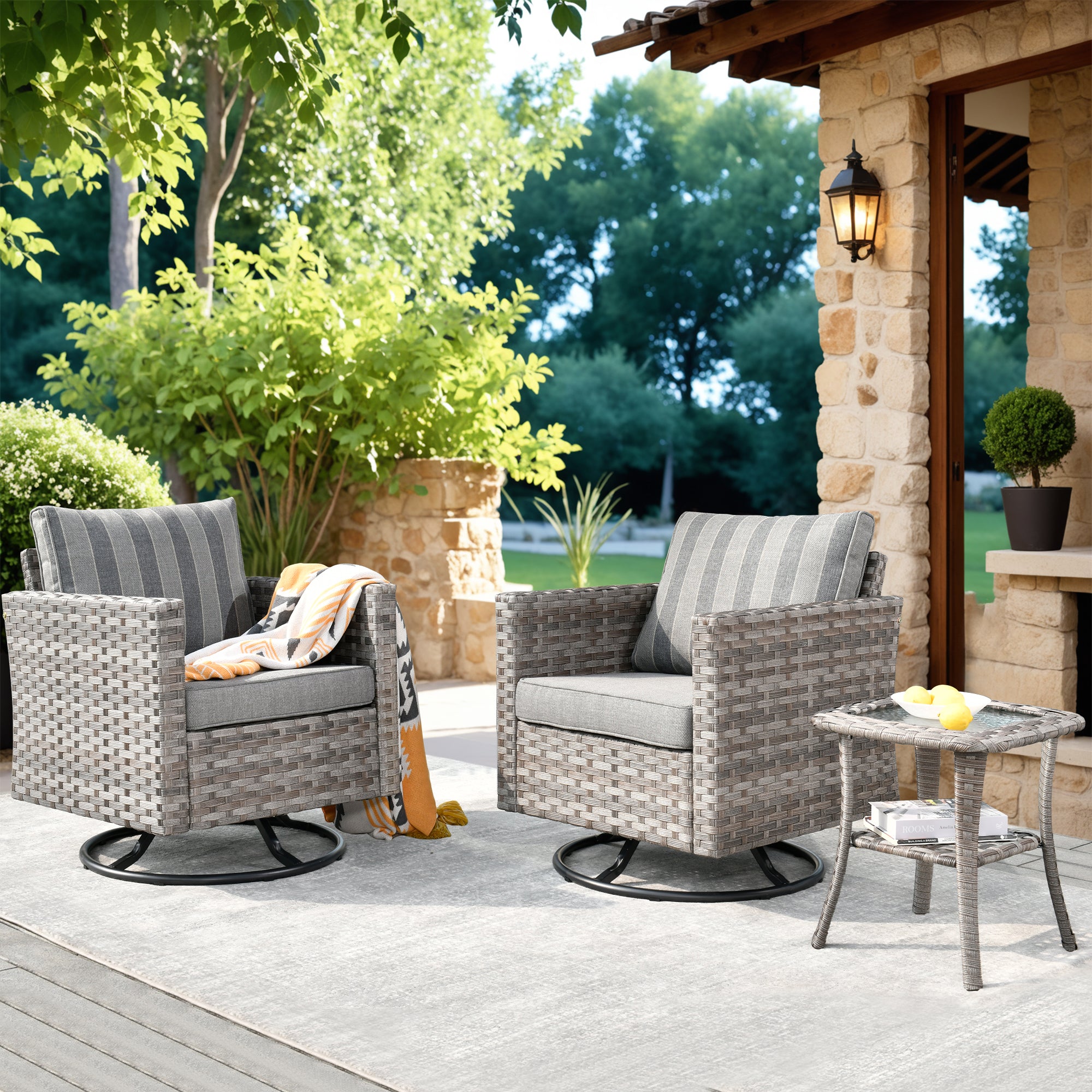 OVIOS Rocking Chair Outdoor Table and Chairs matching BBR broad handrails series