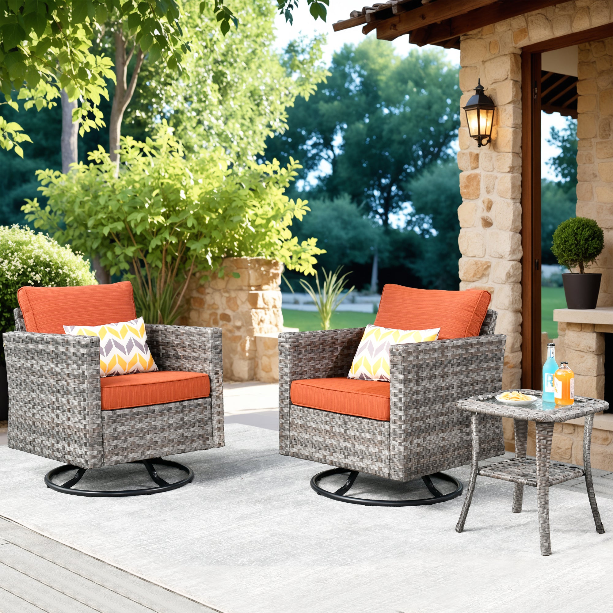 OVIOS Rocking Chair Outdoor Table and Chairs matching BBR broad handrails series