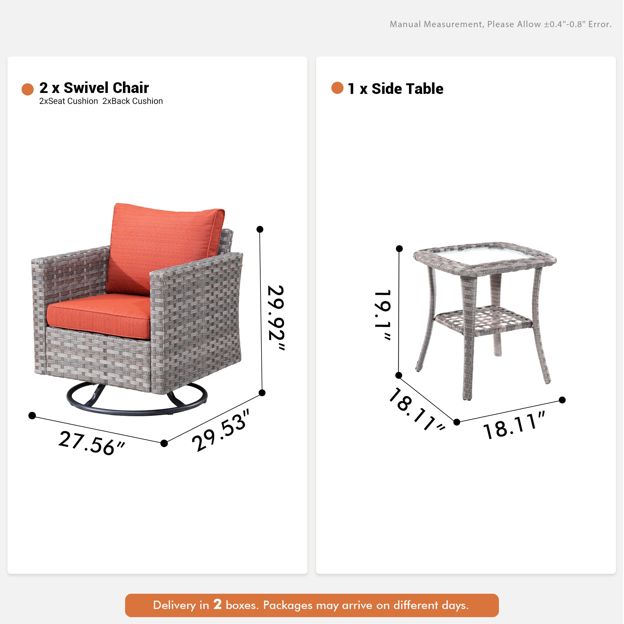 OVIOS Rocking Chair Outdoor Table and Chairs matching BBR broad handrails series