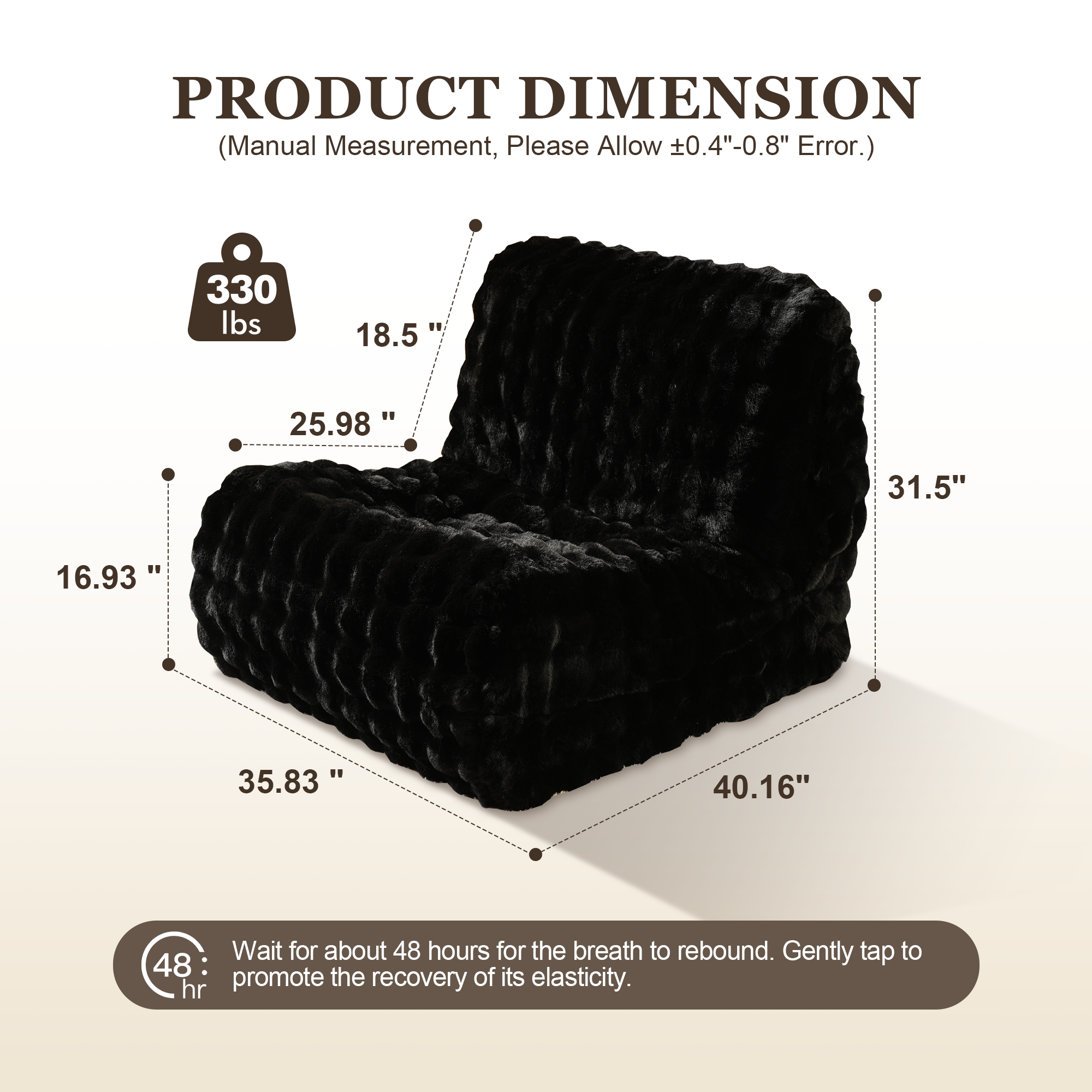 OVIOS Luxurious Fluffy Faux Fur Bean Bag Couch