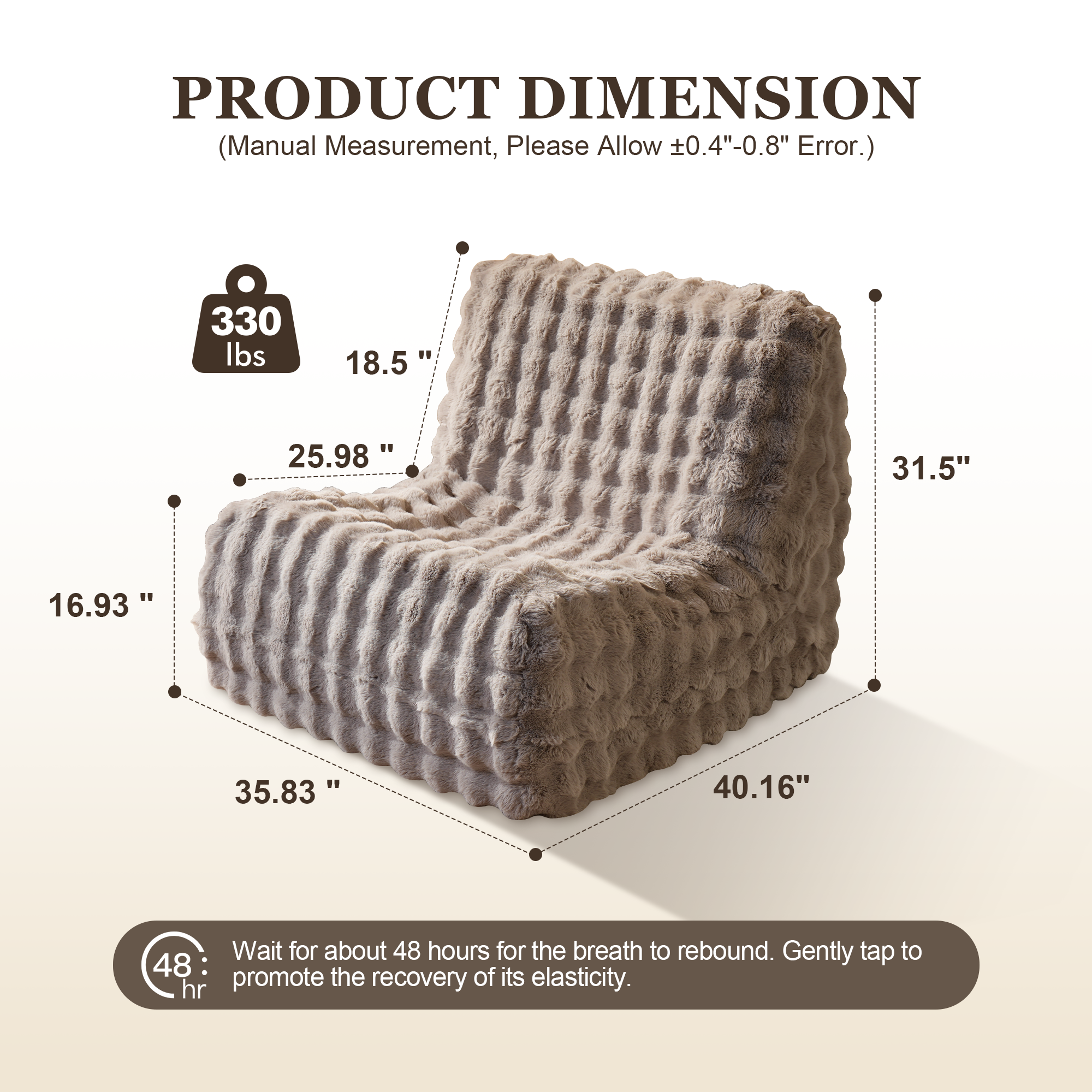 OVIOS Luxurious Fluffy Faux Fur Bean Bag Couch