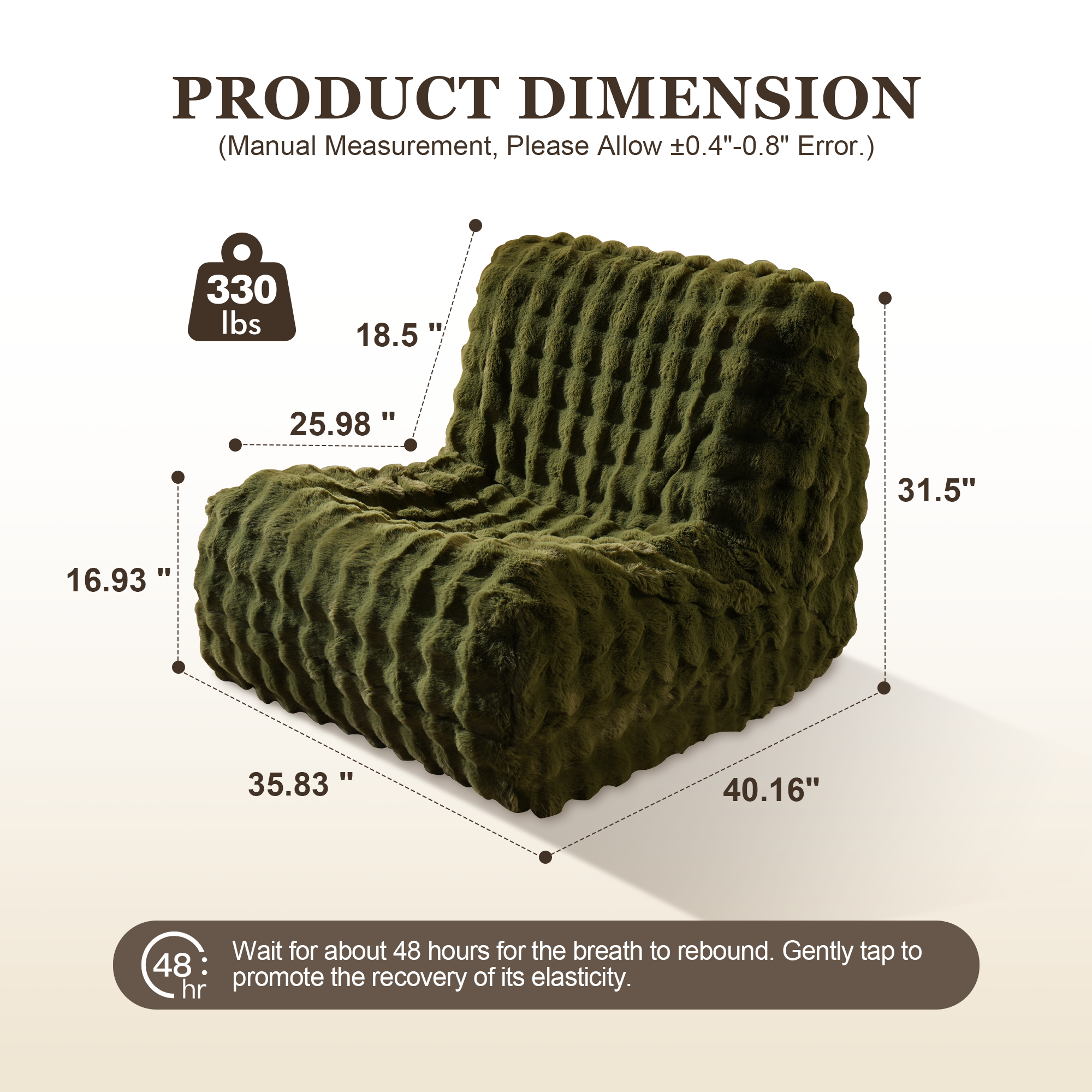 OVIOS Luxurious Fluffy Faux Fur Bean Bag Couch