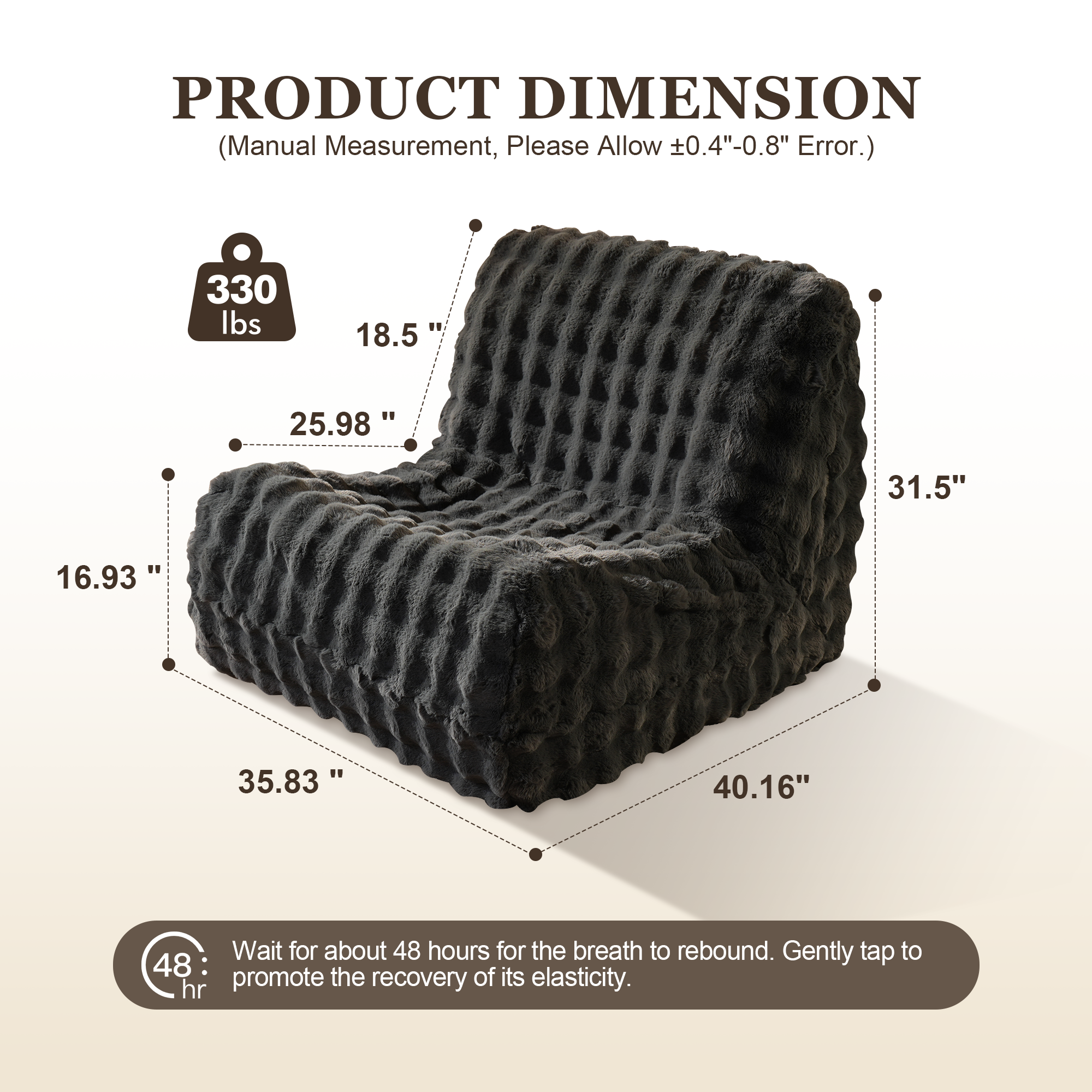 OVIOS Luxurious Fluffy Faux Fur Bean Bag Couch