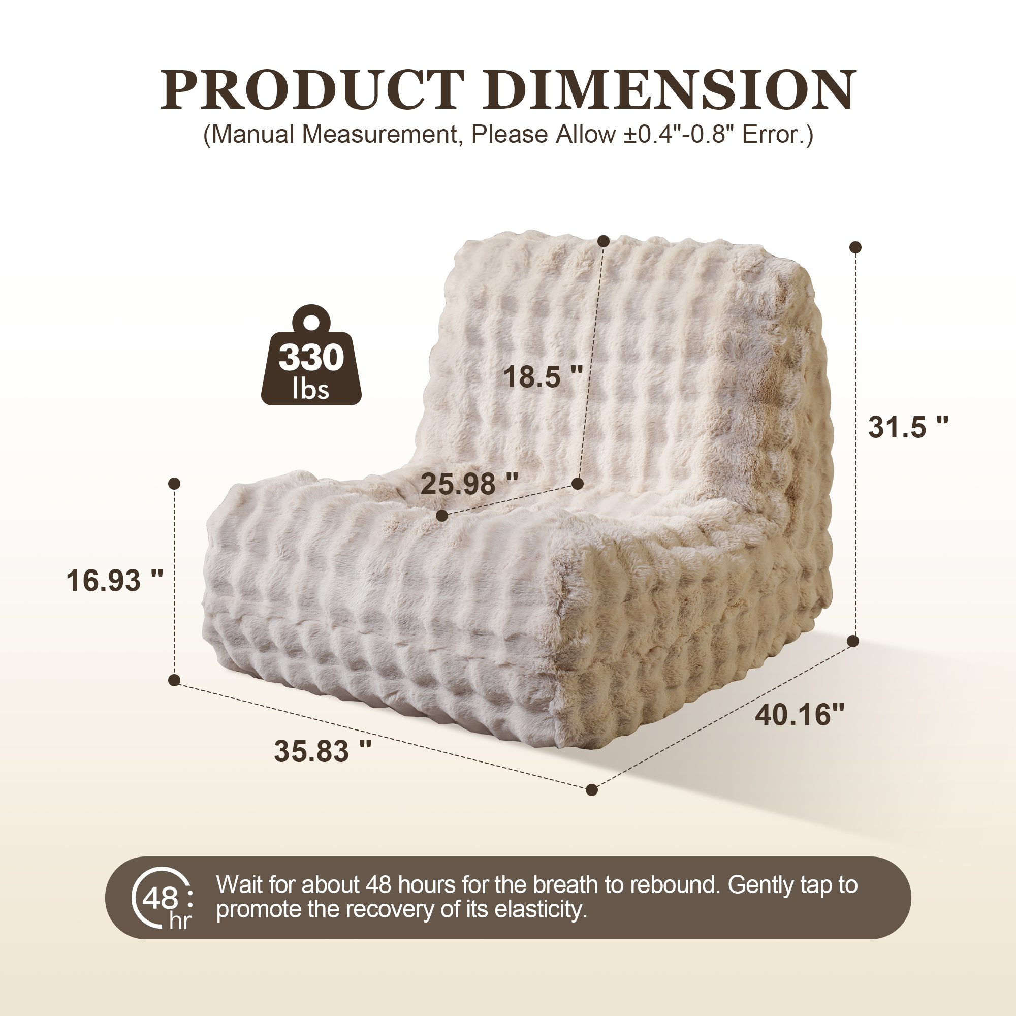 OVIOS Luxurious Fluffy Faux Fur Bean Bag Couch