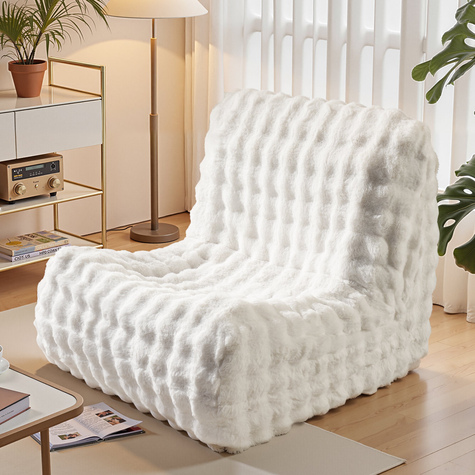 OVIOS Luxurious Fluffy Faux Fur Bean Bag Couch