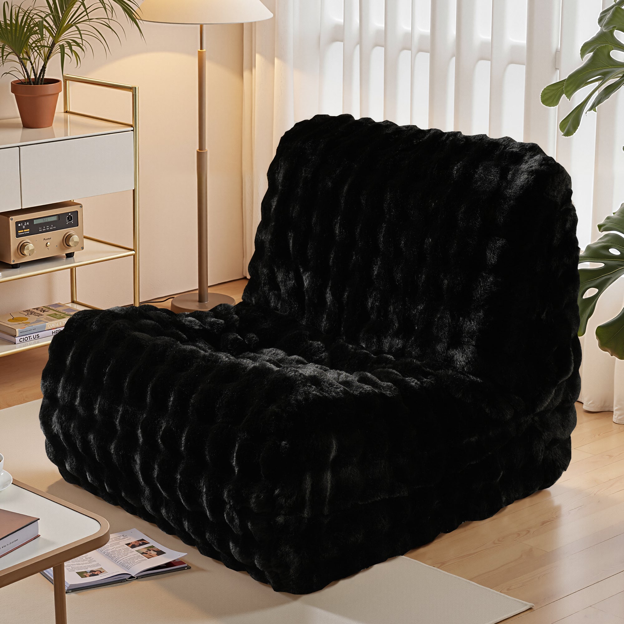 OVIOS Luxurious Fluffy Faux Fur Bean Bag Couch