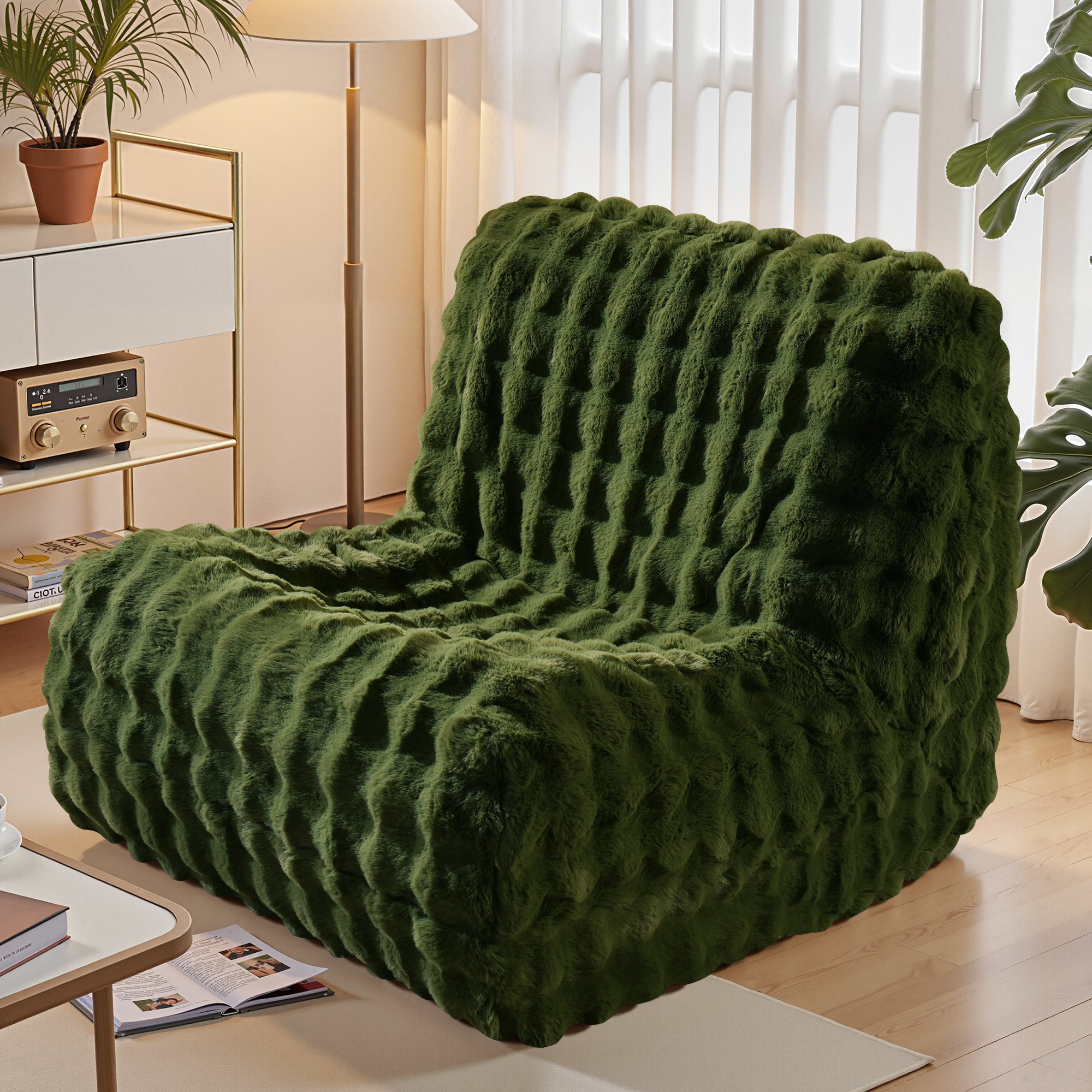 OVIOS Luxurious Fluffy Faux Fur Bean Bag Couch