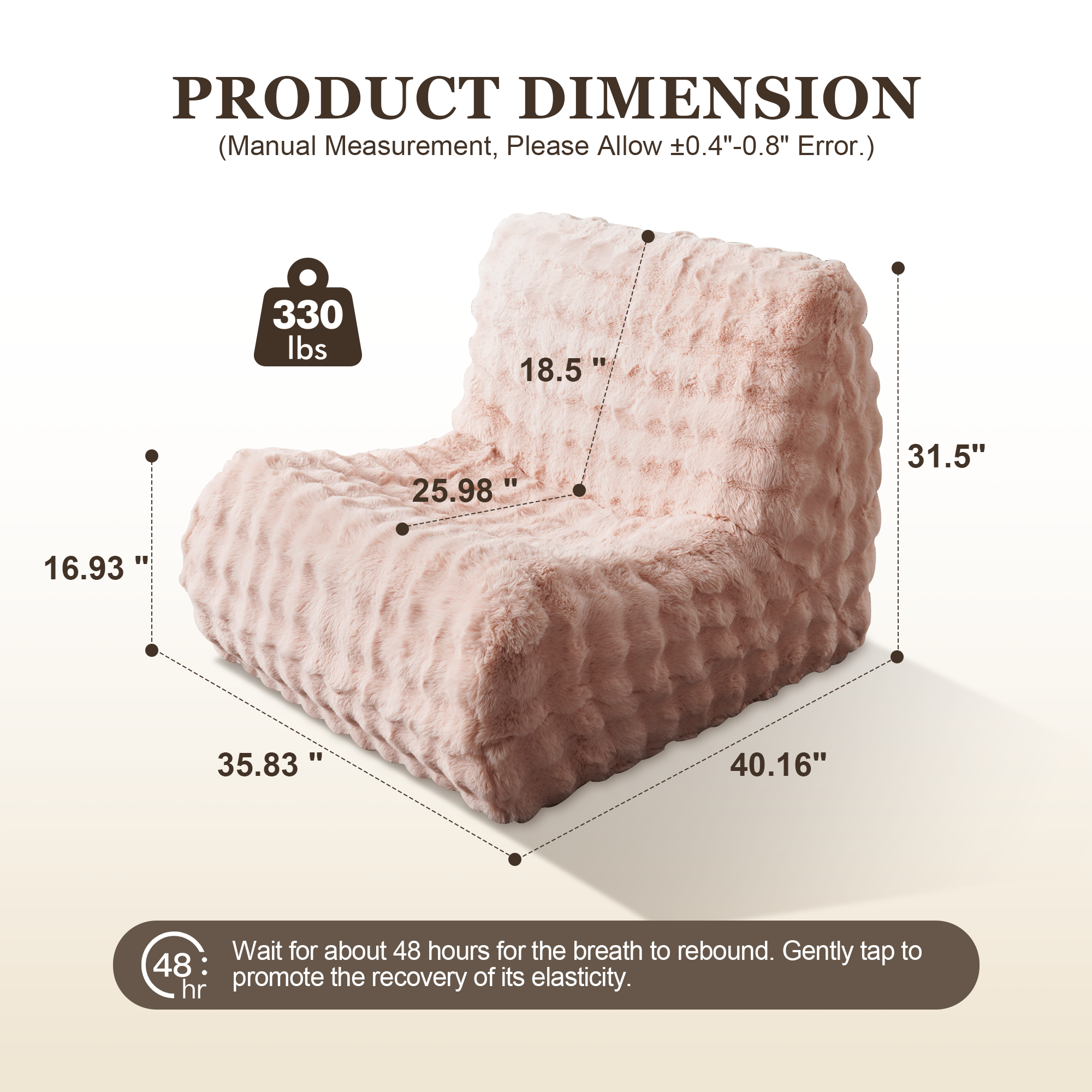 OVIOS Luxurious Fluffy Faux Fur Bean Bag Couch