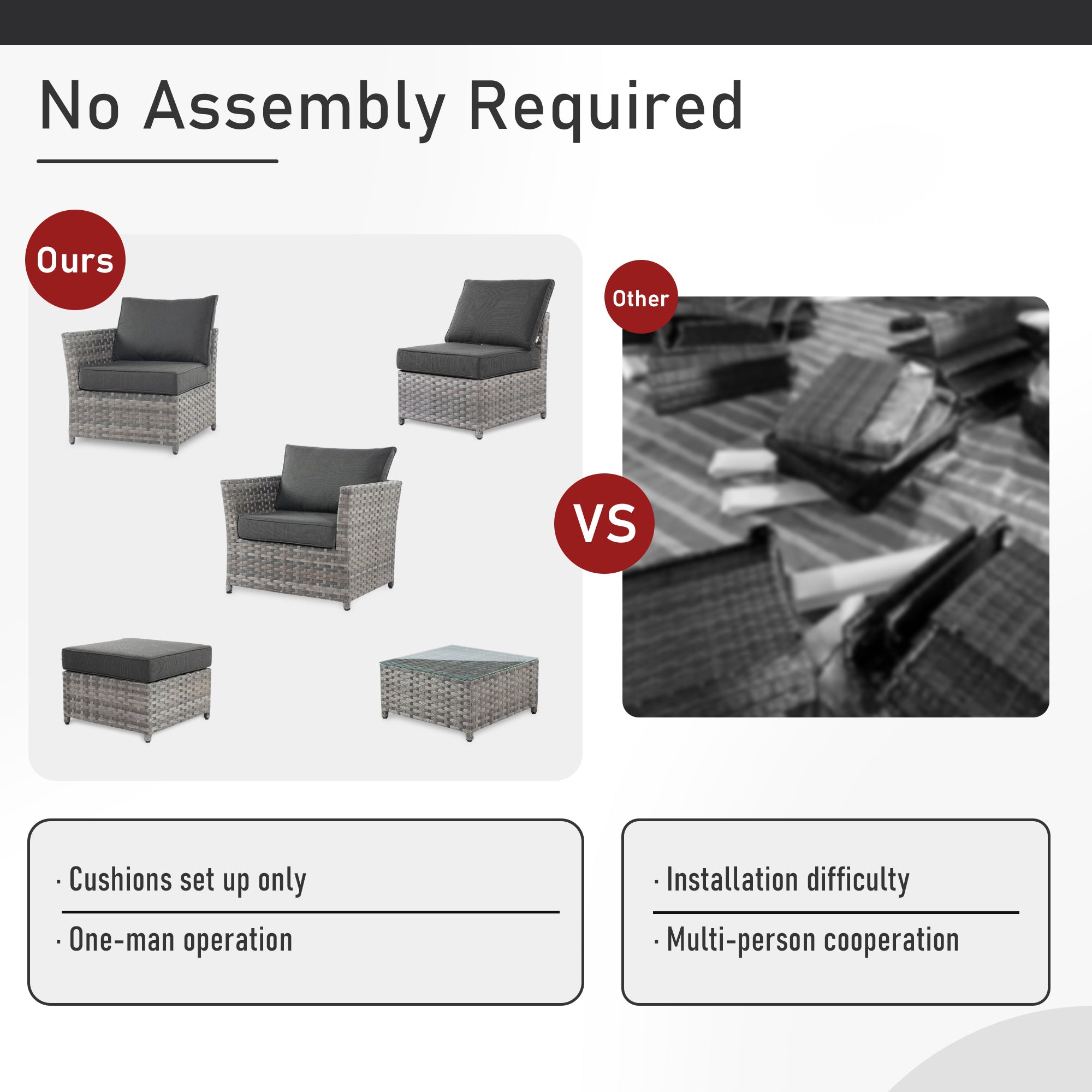 OVIOS Patio Furniture Set 10-Piece include 42"Fire Pit Table,New Rimaru Series