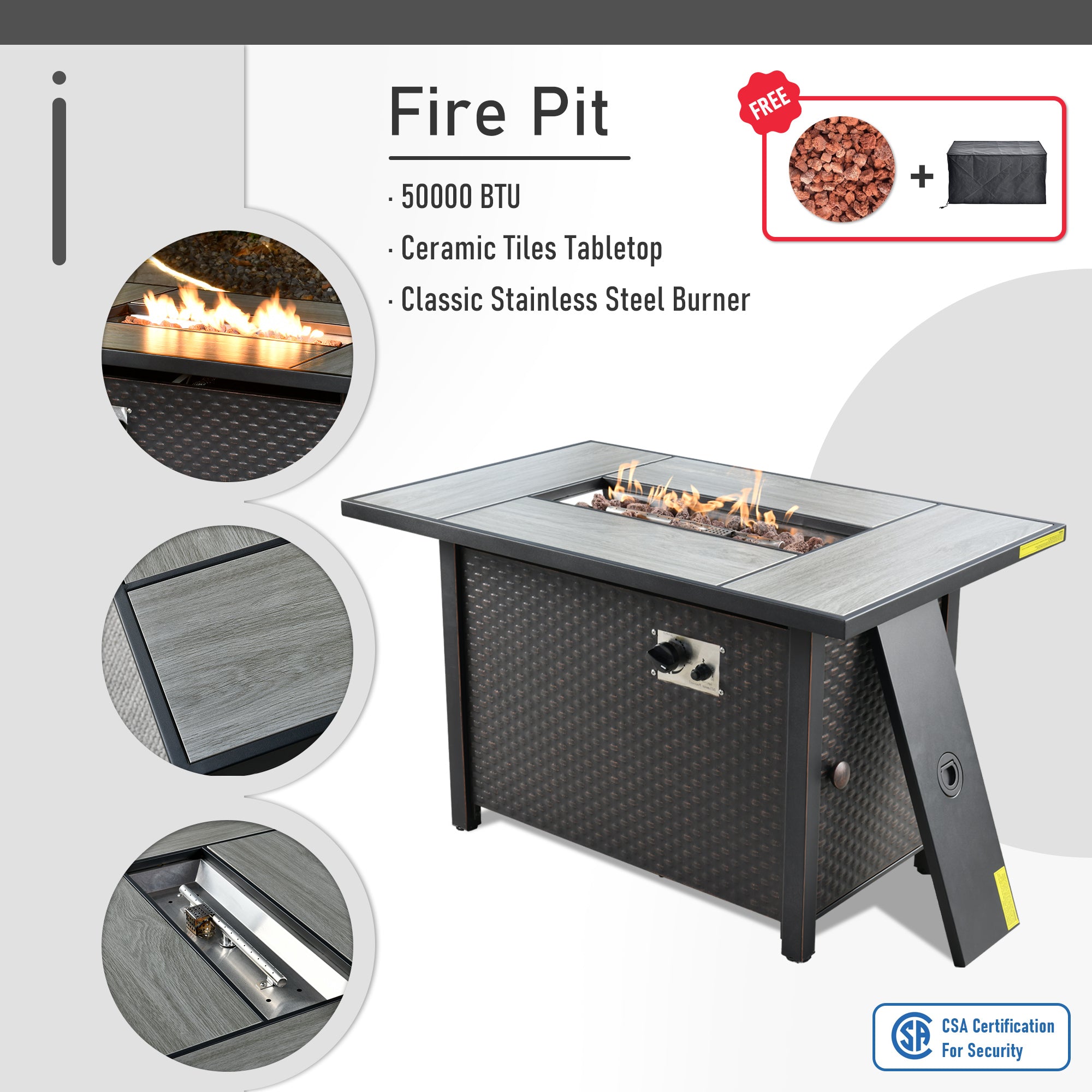 OVIOS Patio Furniture Set 10-Piece include 42"Fire Pit Table,New Rimaru Series