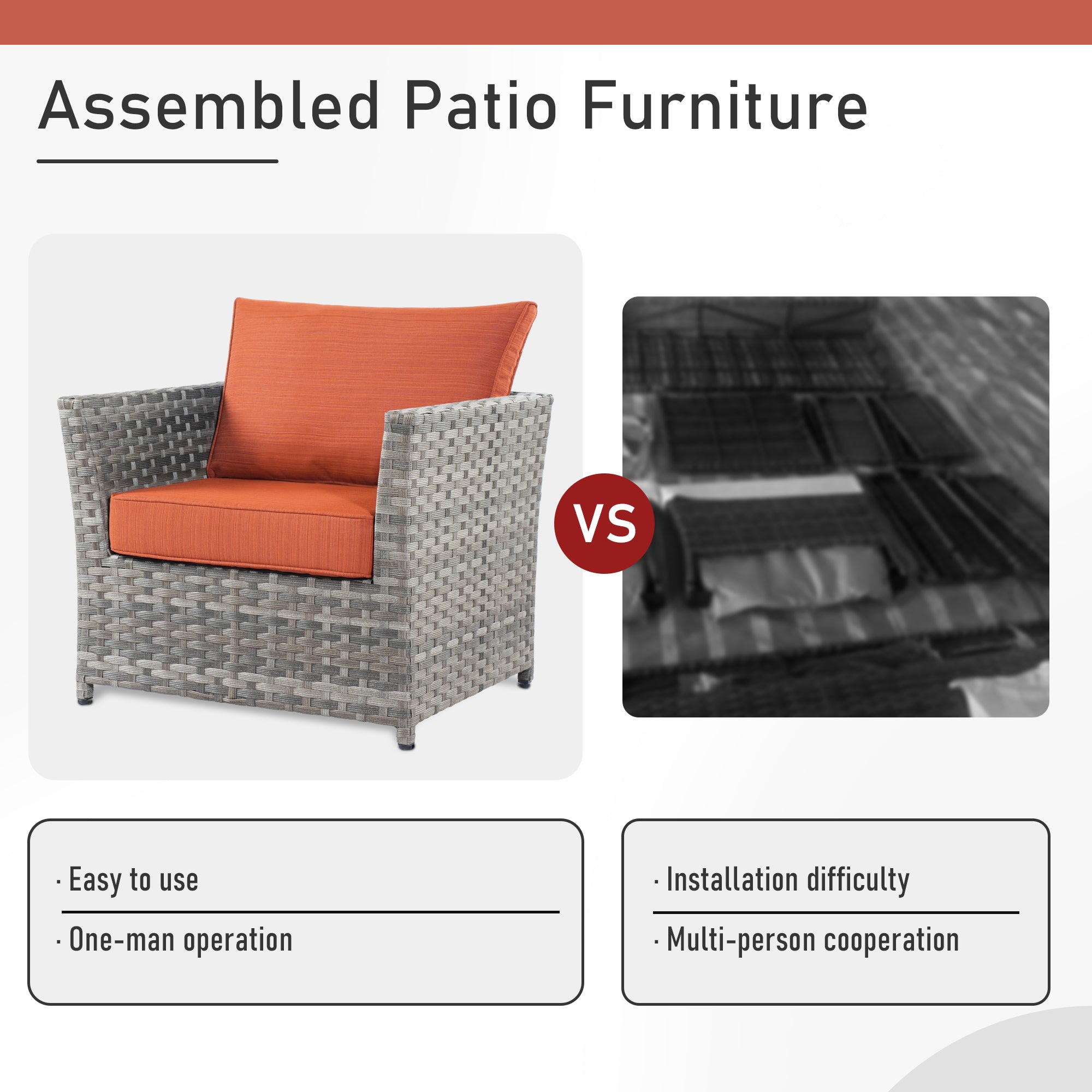 OVIOS Patio Furniture Set 10-Piece include 42"Fire Pit Table,New Rimaru Series