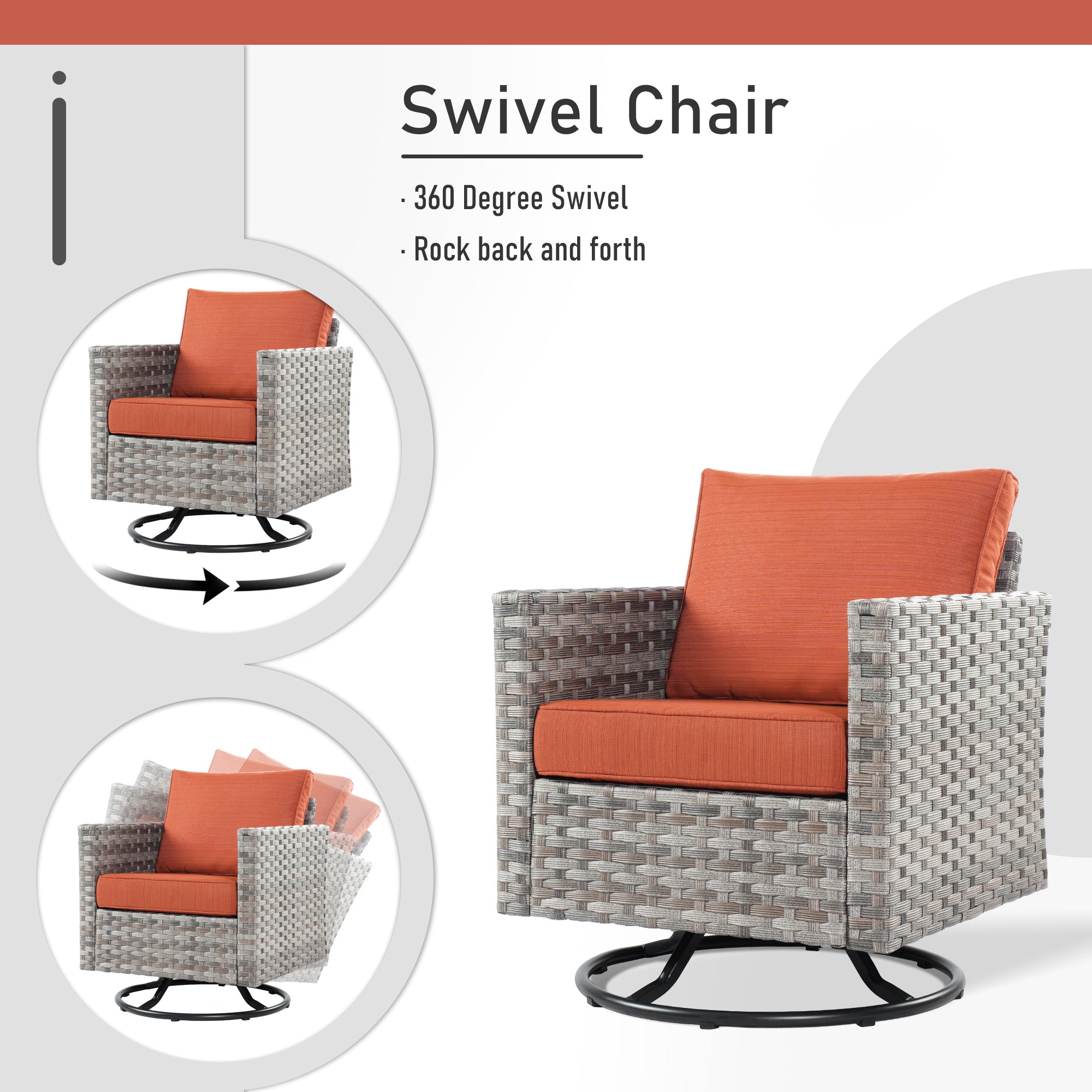 OVIOS Patio Furniture Set 10-Piece include 42"Rectangle Fire Pit Table&Swivel Chairs, Partially Assembled,BRS Series