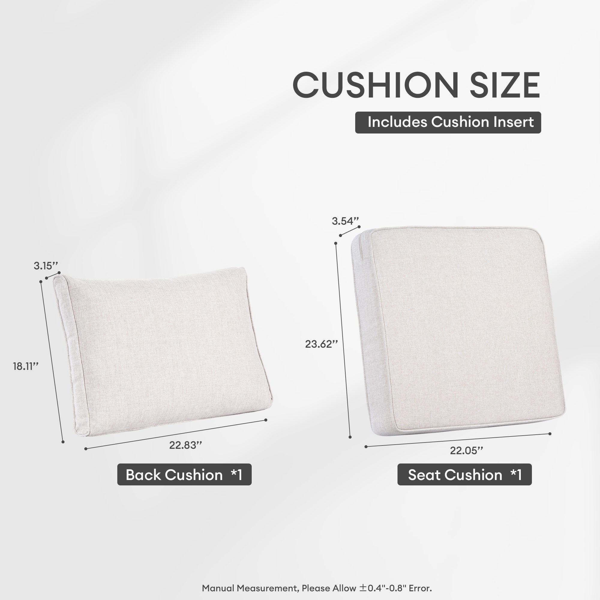 OVIOS Vultros Series Replacement Seat, Back, Ottoman Cushion (Refer to the Dimension in Description)