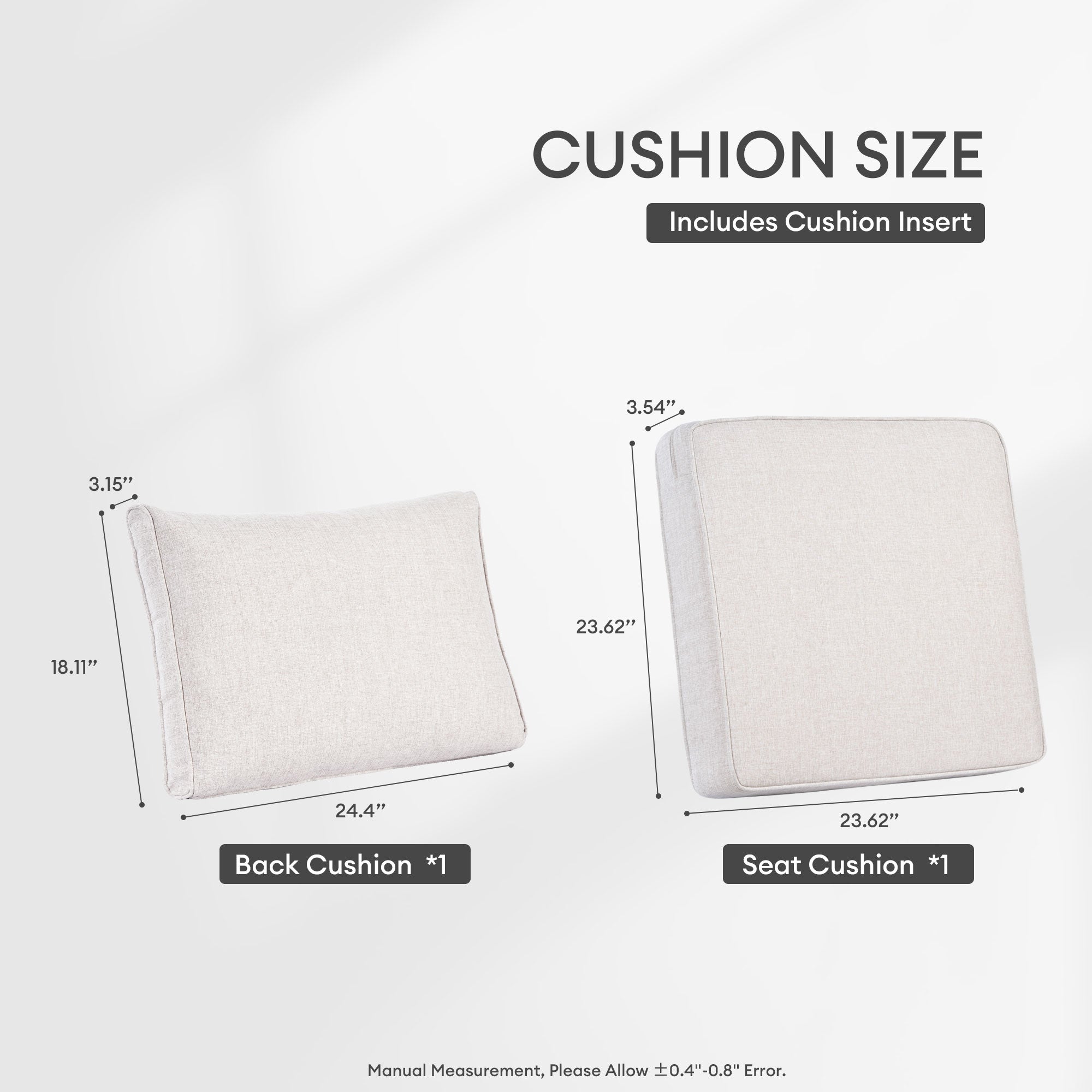 OVIOS Vultros Series Replacement Seat, Back, Ottoman Cushion (Refer to the Dimension in Description)