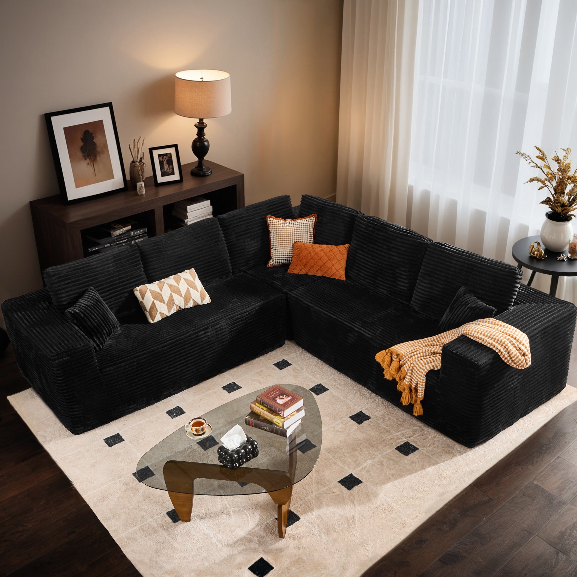 OVIOS Modular Sectional Cloud Couch, Plush Corduroy Sofa with Memory Foam, No Assembly