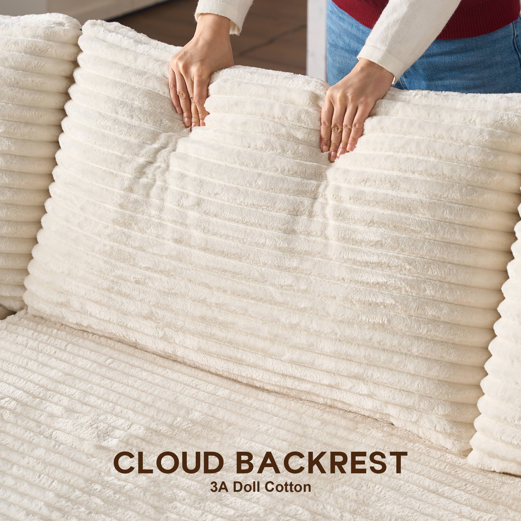 OVIOS 108" U-Shape Modular Couch with Ottoman, Plush Corduroy Fabric, No Assembly Required