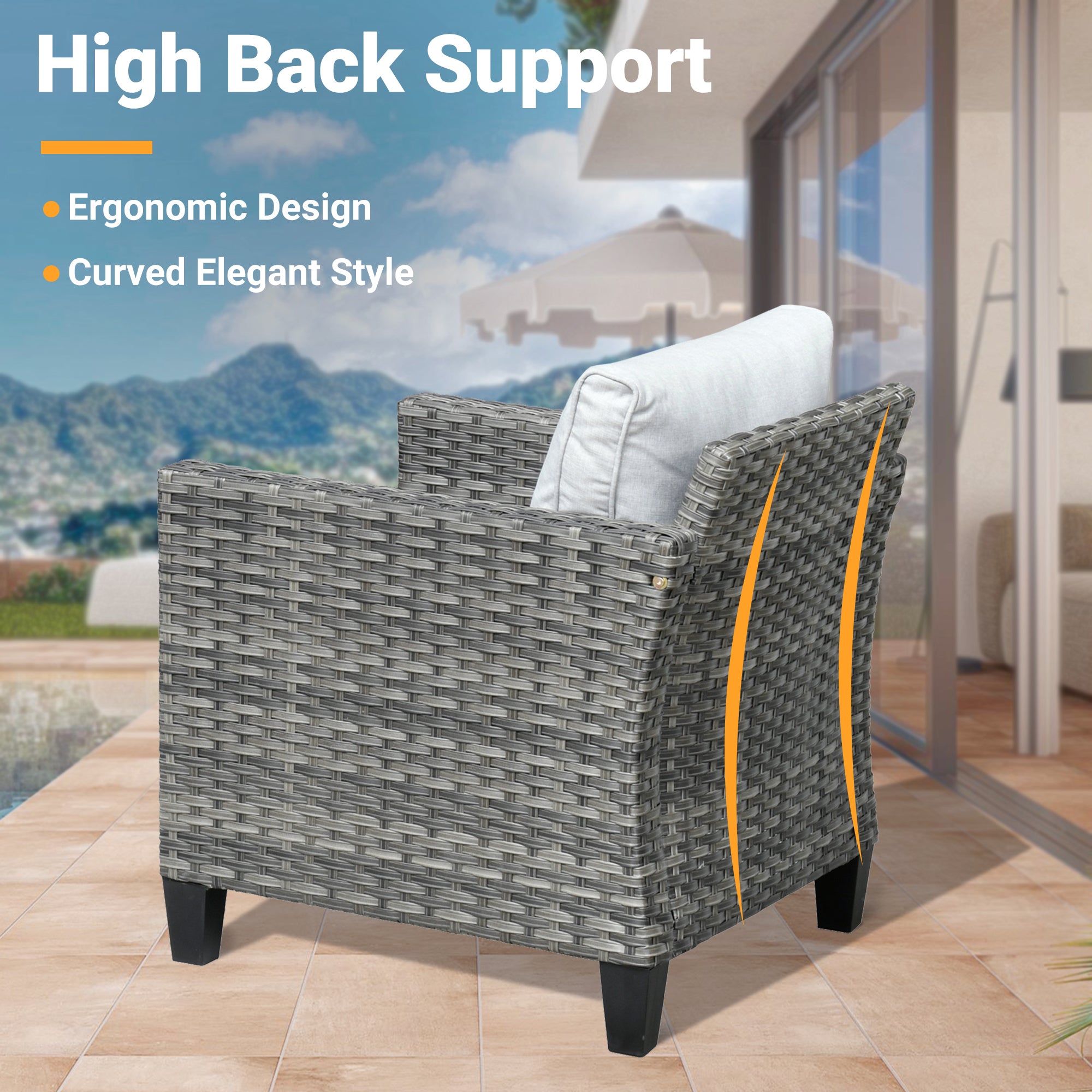 OVIOS Patio Conversation Set New Vultros 6-Piece High Back with Cushions