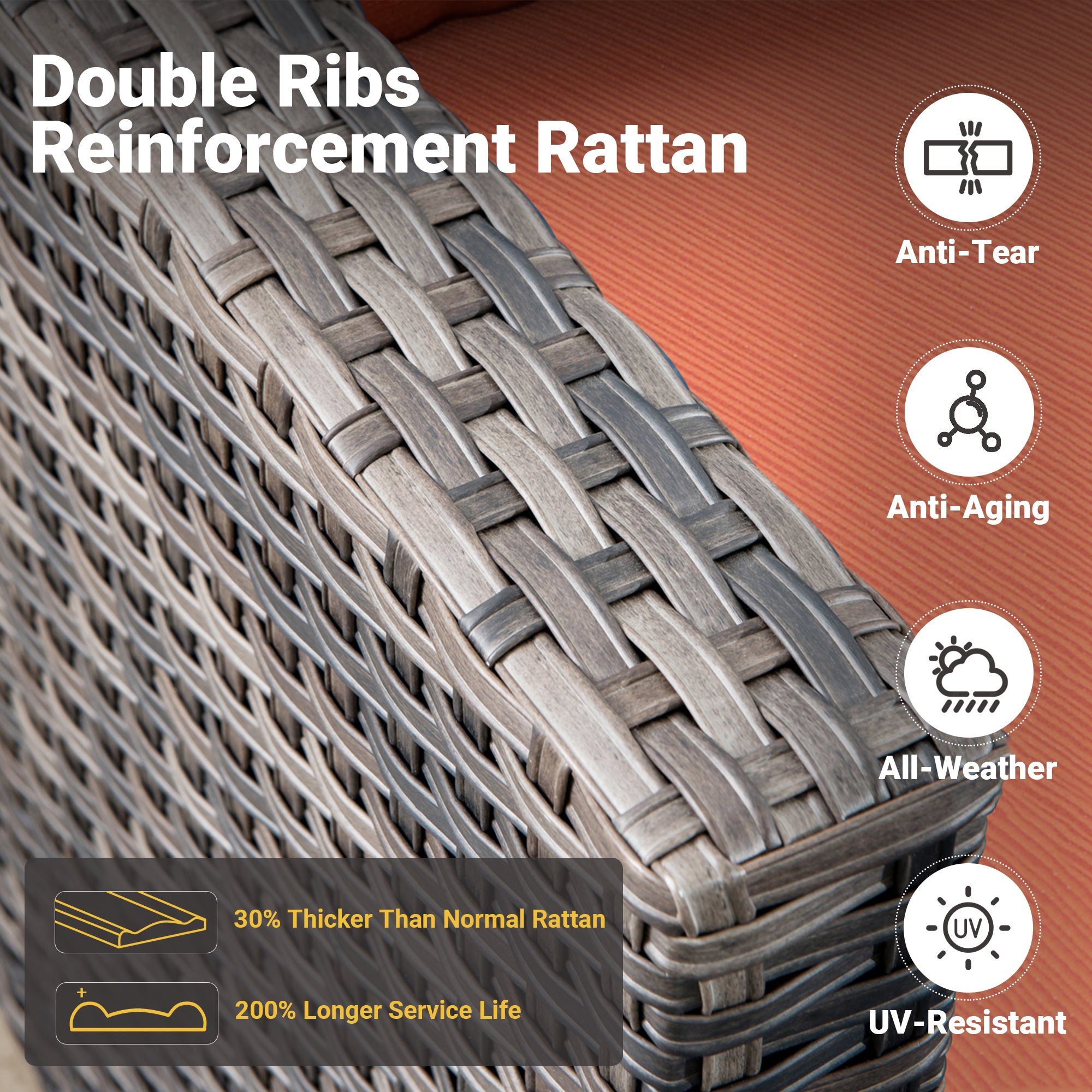 #Color_Grey Wicker Orange Cushion|#Finish_Light Grey Wicker A