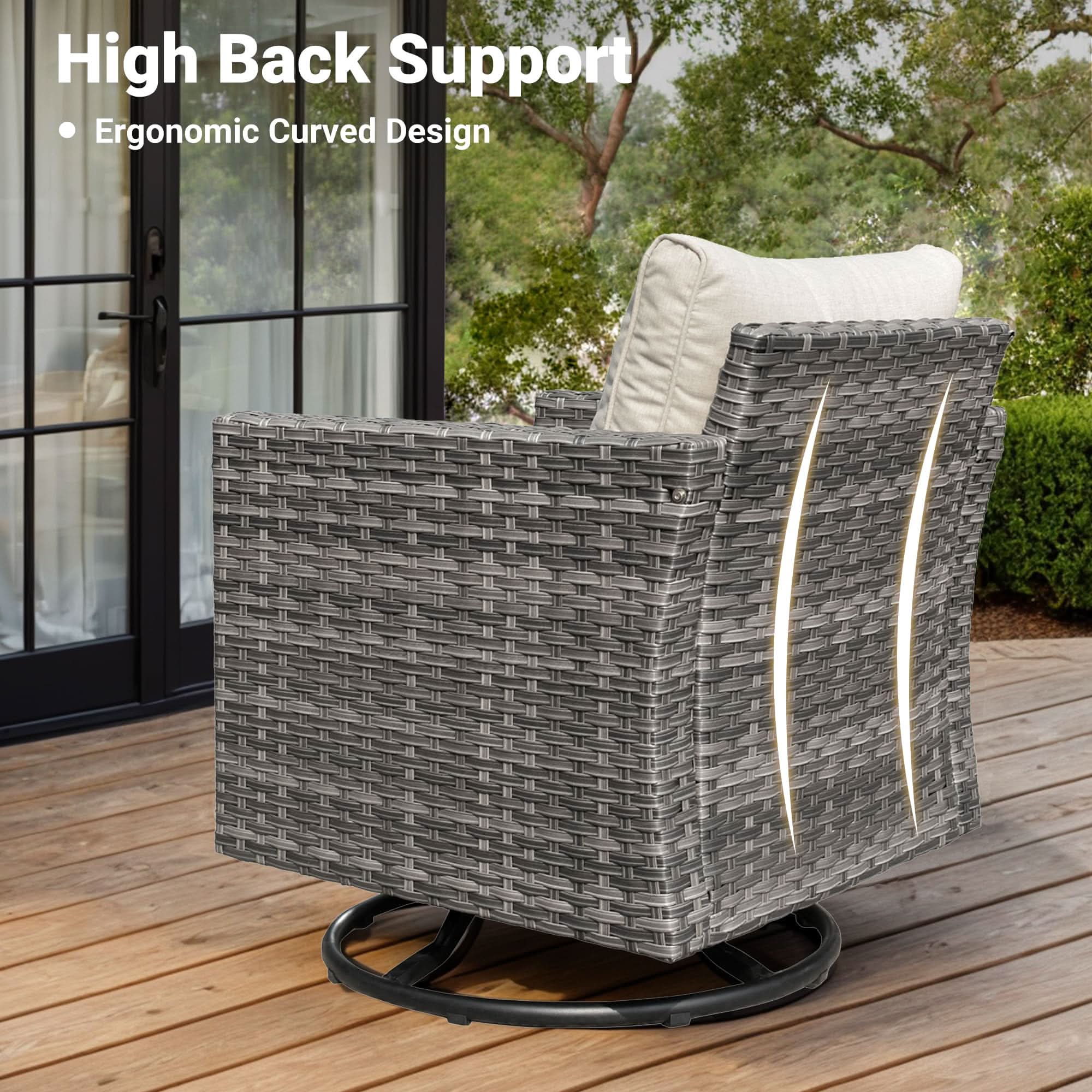 OVIOS Wicker Patio Conversation Set 8-Piece with 3-seat Sofa & Loveseat