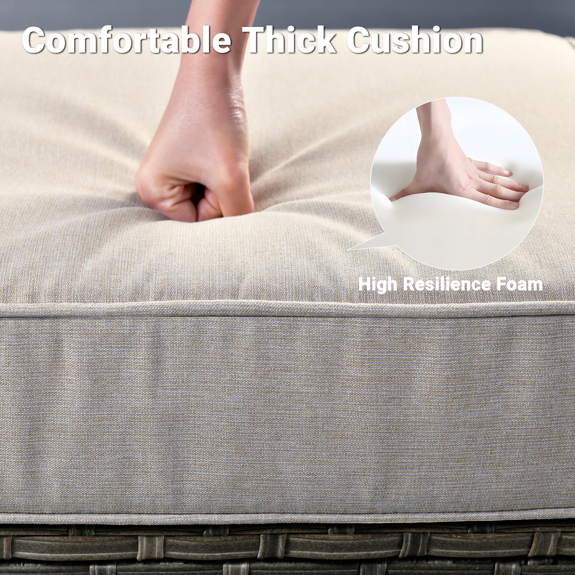 OVIOS Wicker Patio 6-Piece Set With 30'' Wicker Propane Fire Pit Table