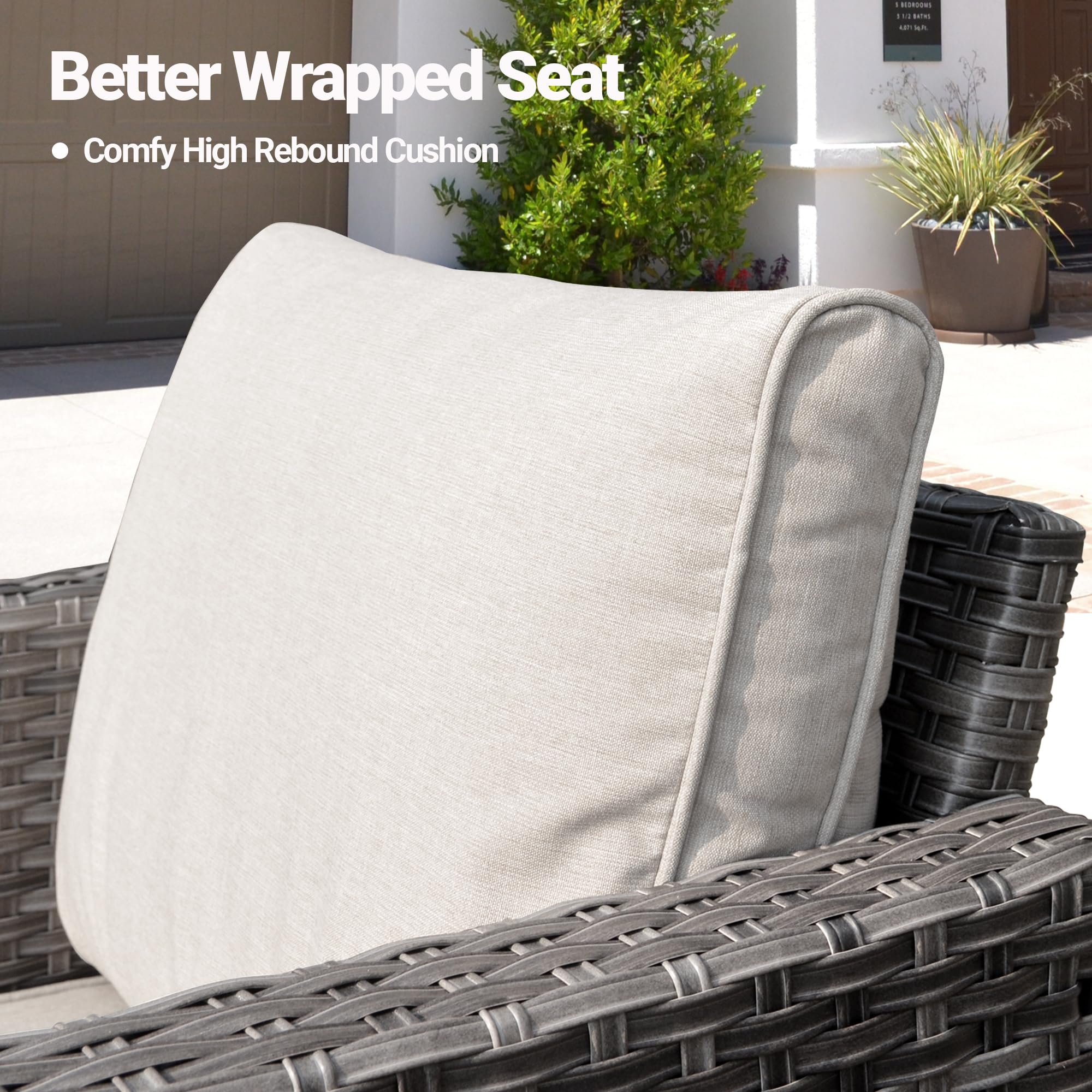 OVIOS Wicker Patio 6-Piece Set With 30'' Wicker Propane Fire Pit Table