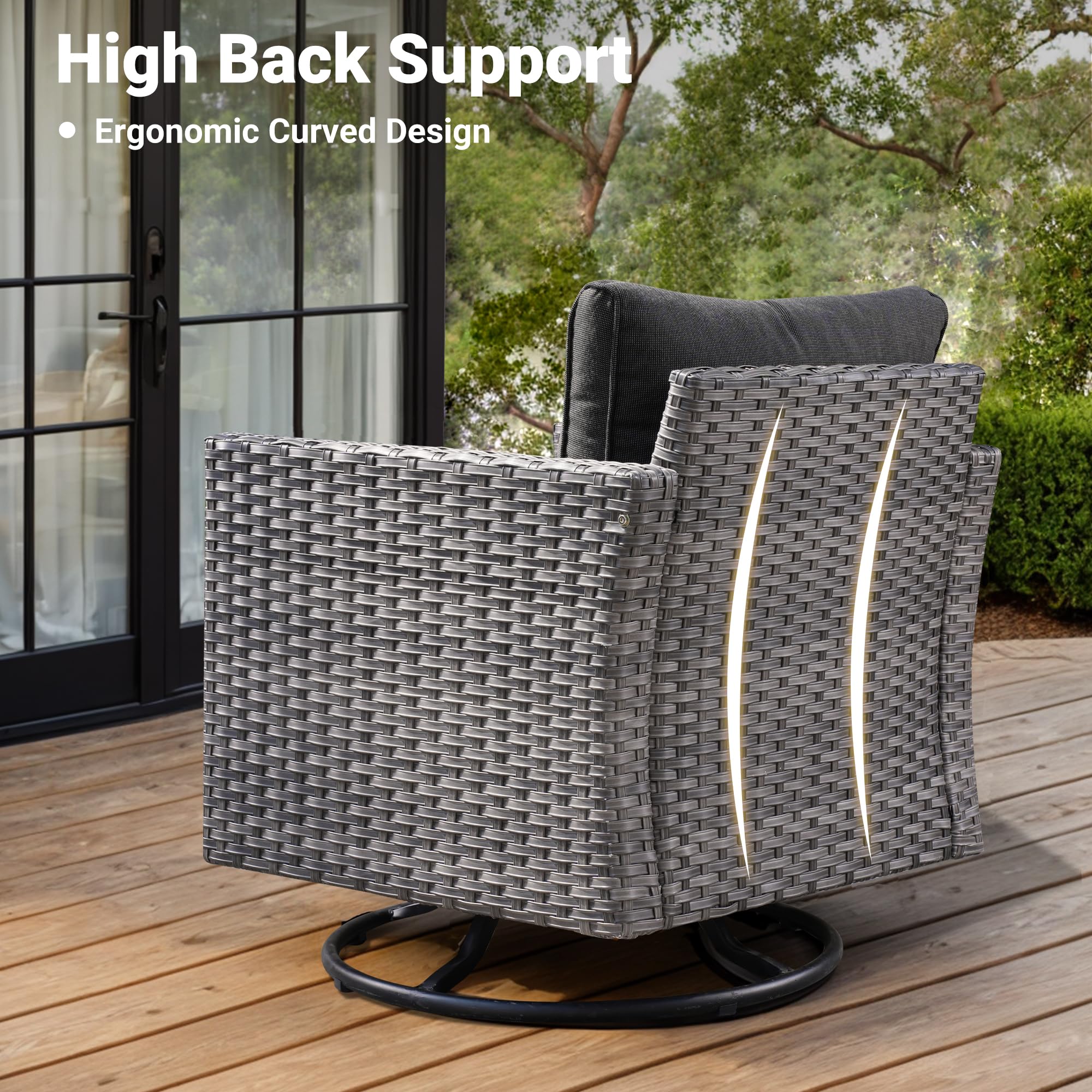 OVIOS Wicker Patio 6-Piece Set With 30'' Wicker Propane Fire Pit Table