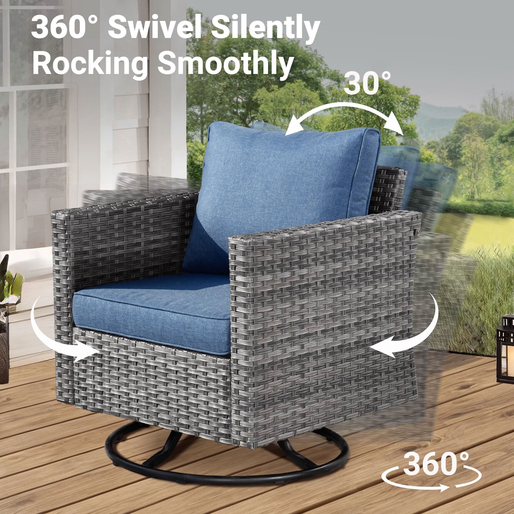 OVIOS Wicker Patio Conversation Set 8-Piece with 3-seat Sofa & Loveseat