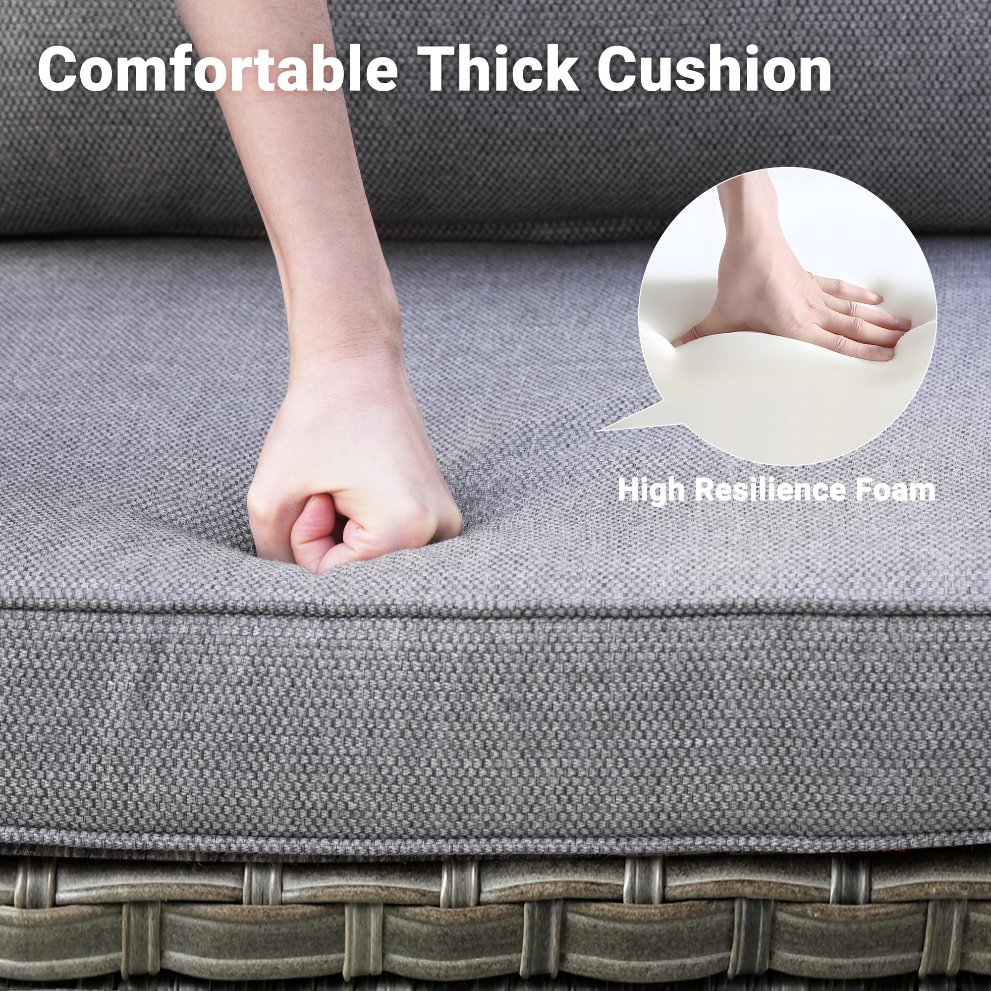 OVIOS Wicker Patio 6-Piece Set With 30'' Wicker Propane Fire Pit Table