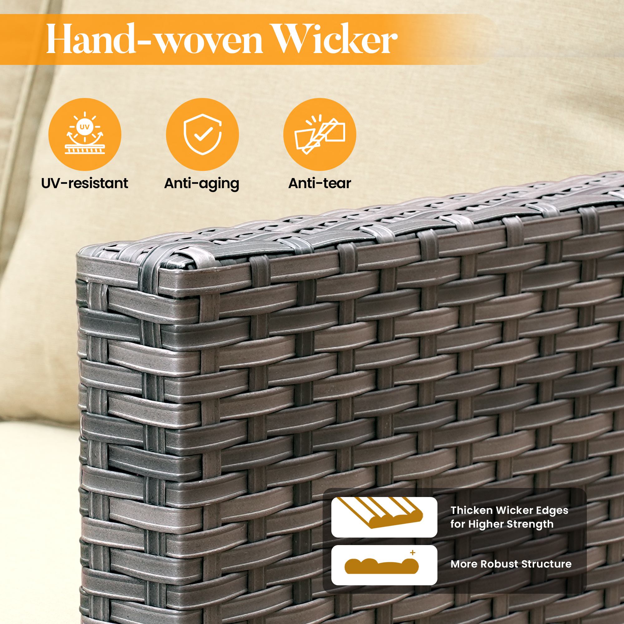 OVIOS Outdoor Patio Furniture Set with Wicker Sofa Loveseat Ottomans and Rocking Chairs