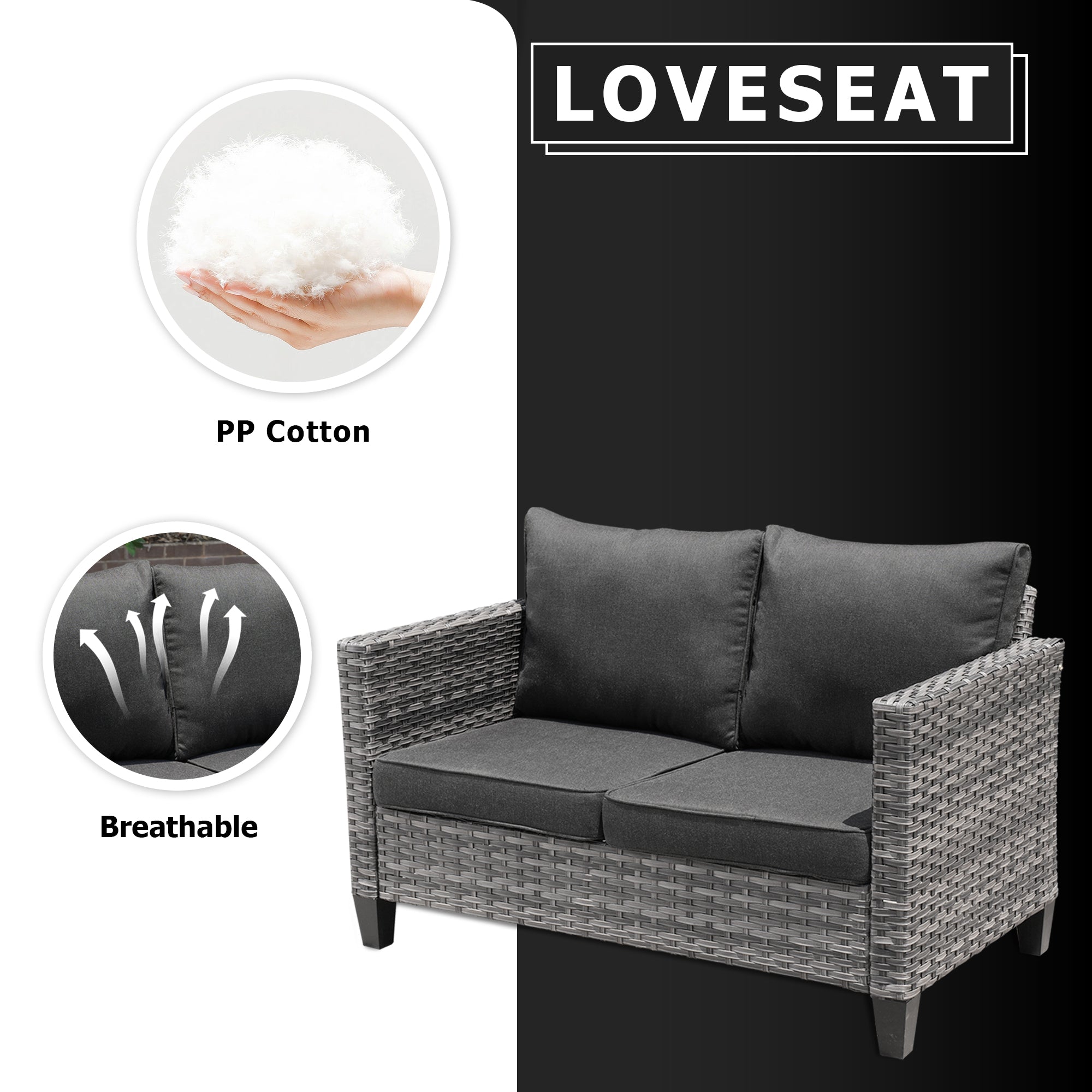 OVIOS Outdoor Loveseat New Vultros High BackShape Armrest