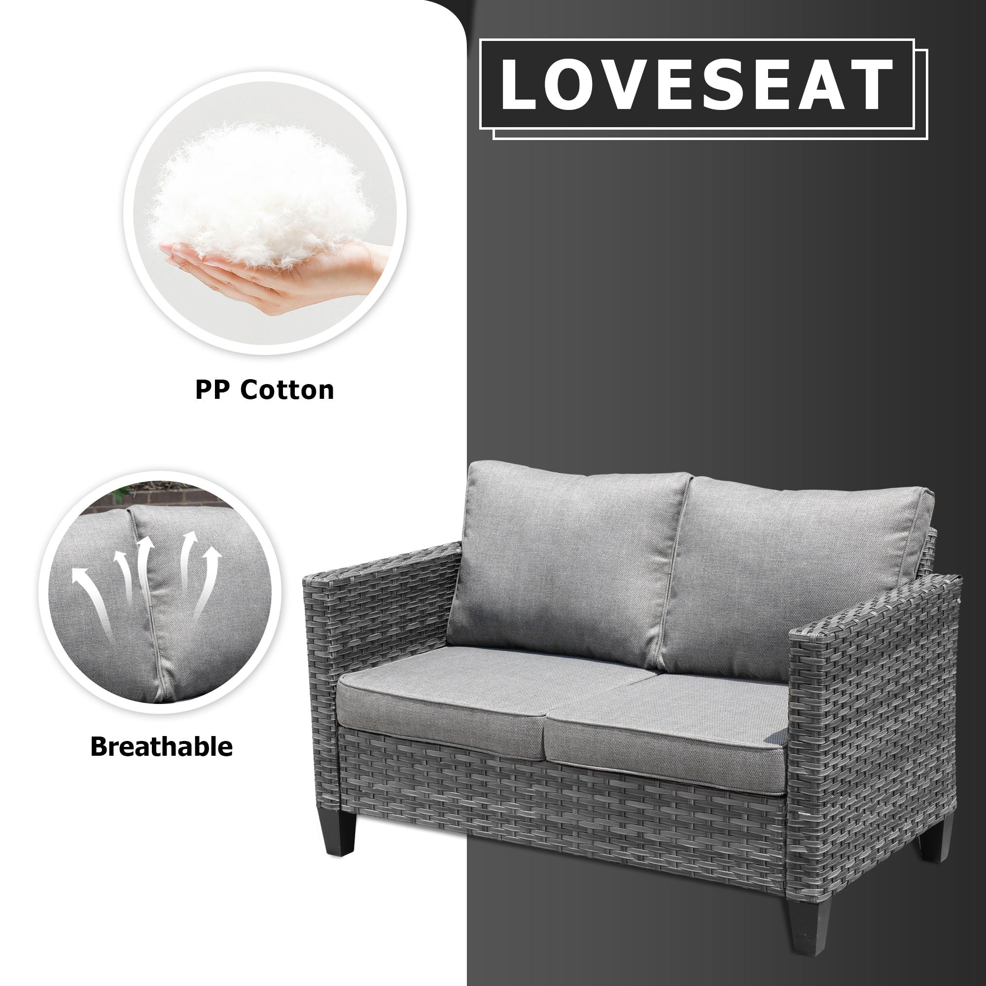 OVIOS Outdoor Loveseat New Vultros High BackShape Armrest