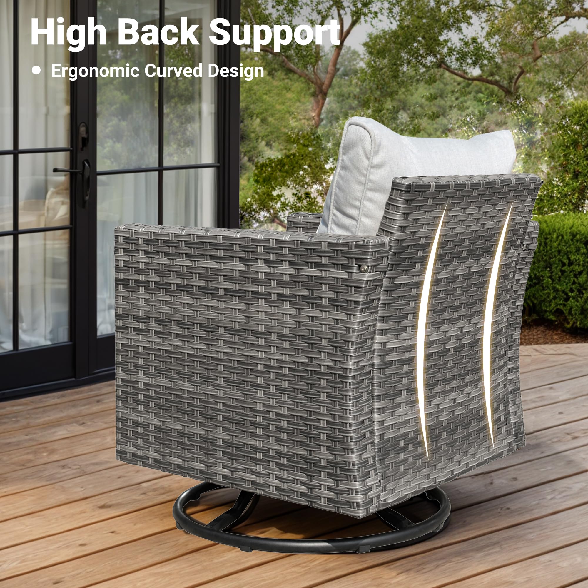 OVIOS Wicker Patio 6-Piece Set With 30'' Wicker Propane Fire Pit Table