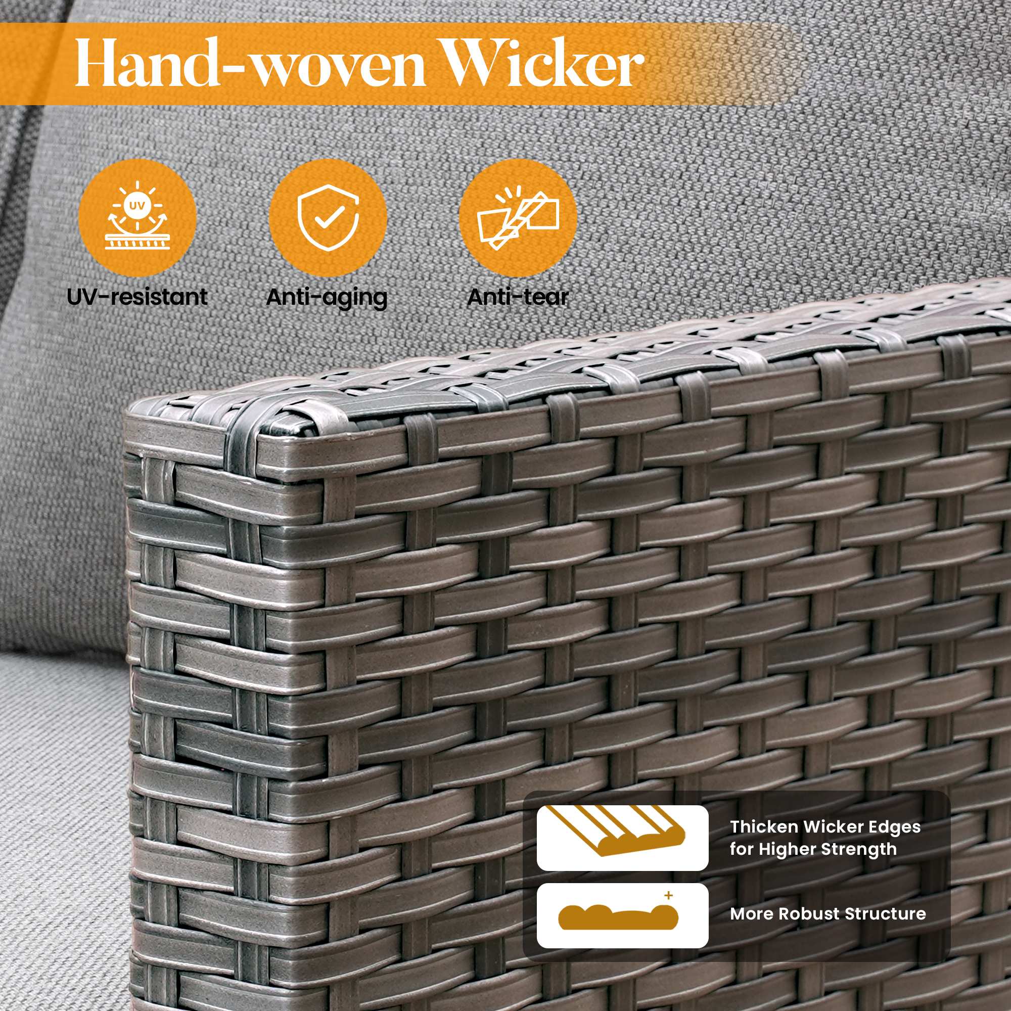 OVIOS Outdoor Patio Furniture Set with Wicker Sofa Loveseat Ottomans and Rocking Chairs