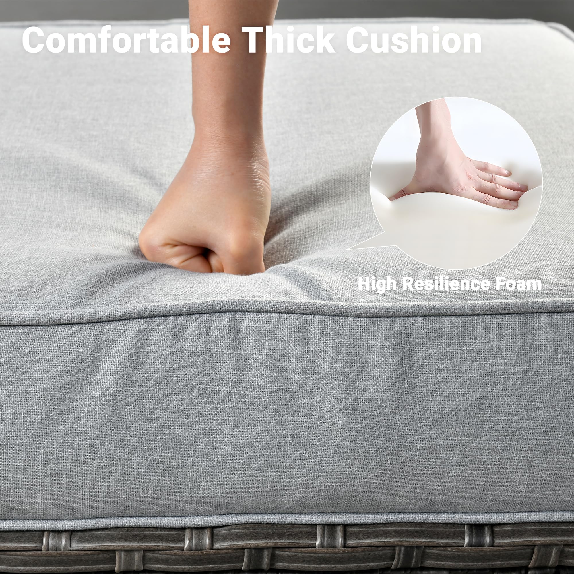 OVIOS Wicker Patio 6-Piece Set With 30'' Wicker Propane Fire Pit Table