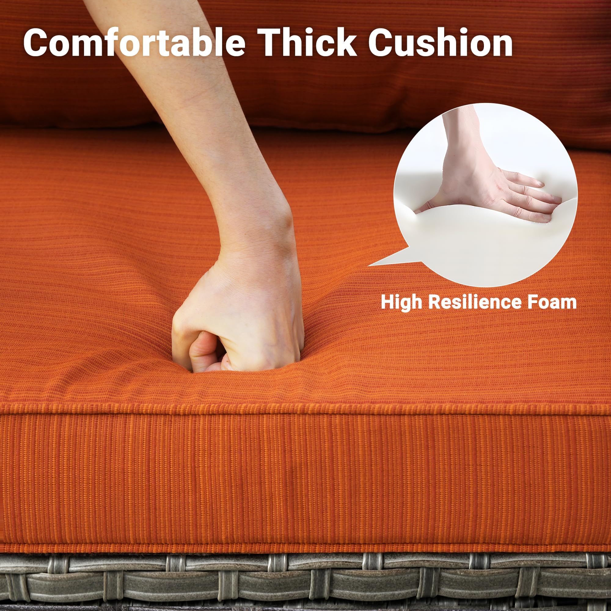 OVIOS Wicker Patio 6-Piece Set With 30'' Wicker Propane Fire Pit Table