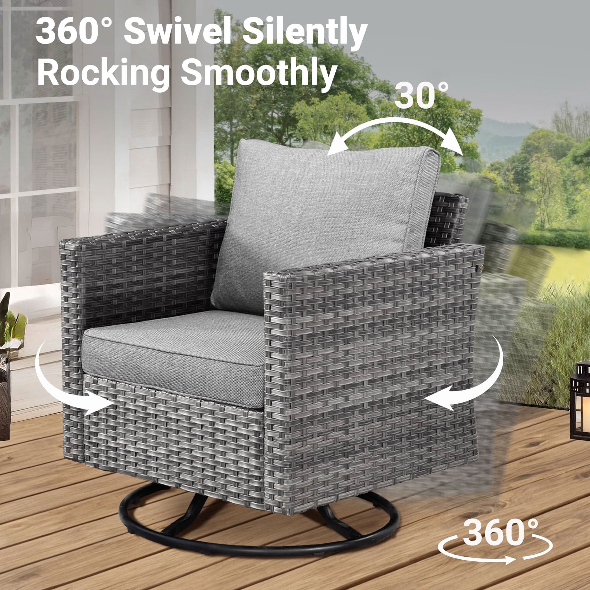 OVIOS Wicker Patio Conversation Set 8-Piece with 3-seat Sofa & Loveseat