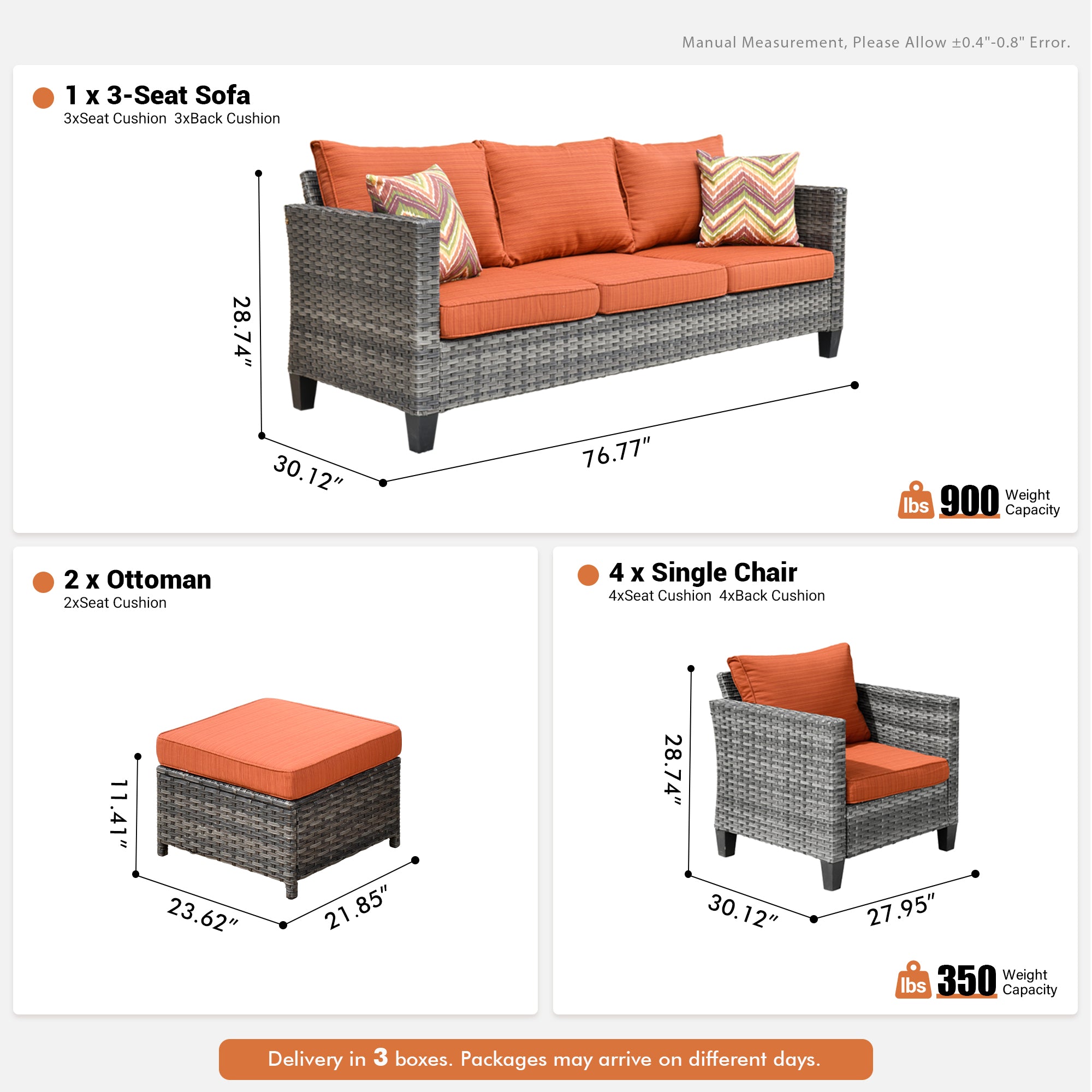 OVIOS Patio Furniture Set New Vultros 7-Piece High Back with Cushions