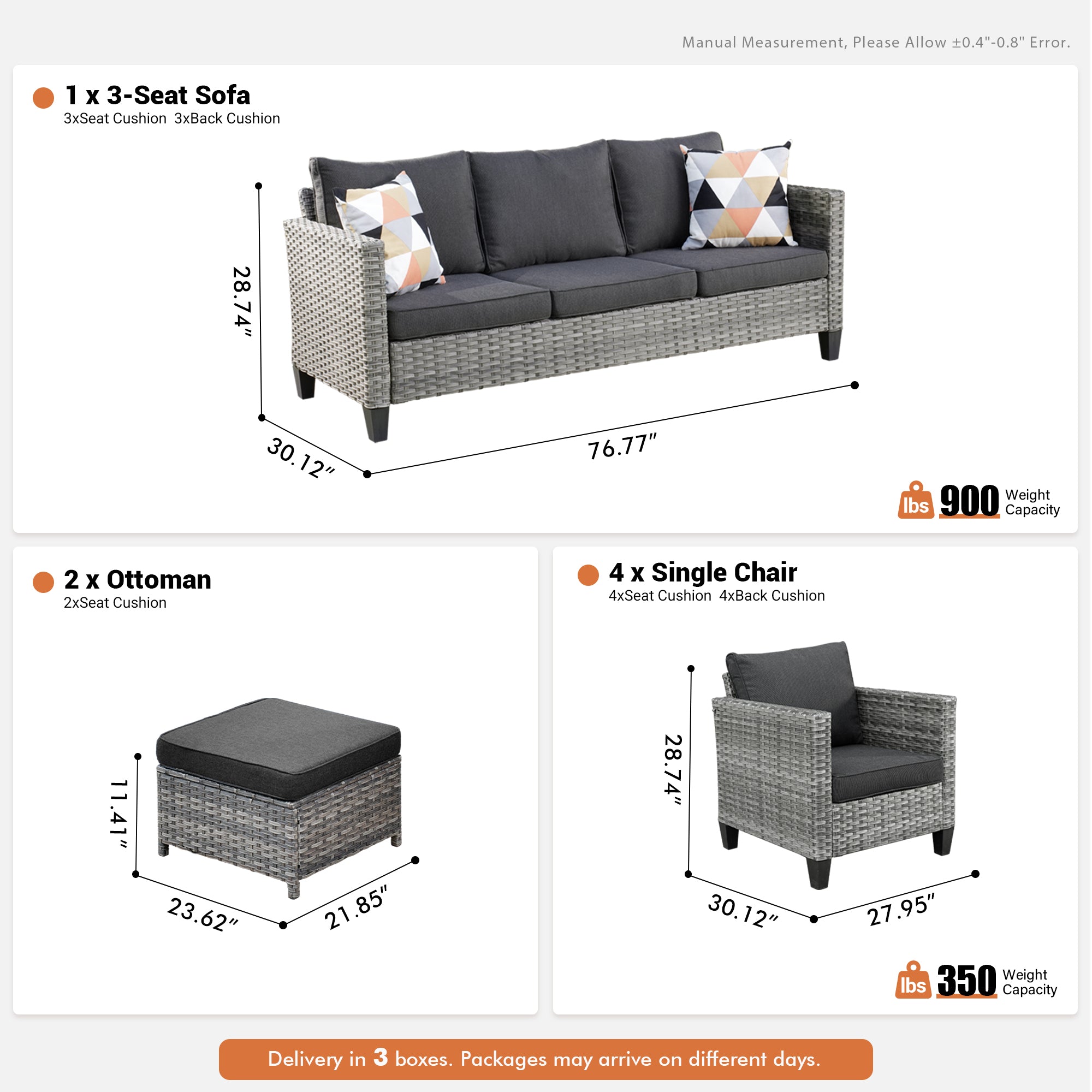 OVIOS Patio Furniture Set New Vultros 7-Piece High Back with Cushions