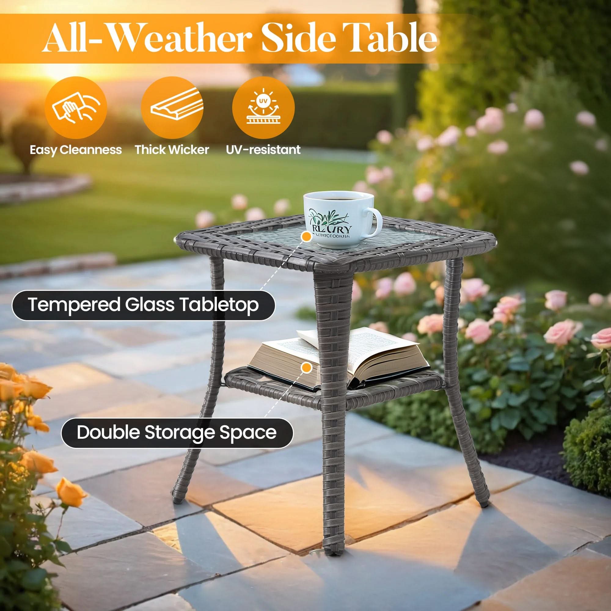 OVIOS Outdoor Patio Furniture Set with Wicker Sofa Loveseat Ottomans and Rocking Chairs