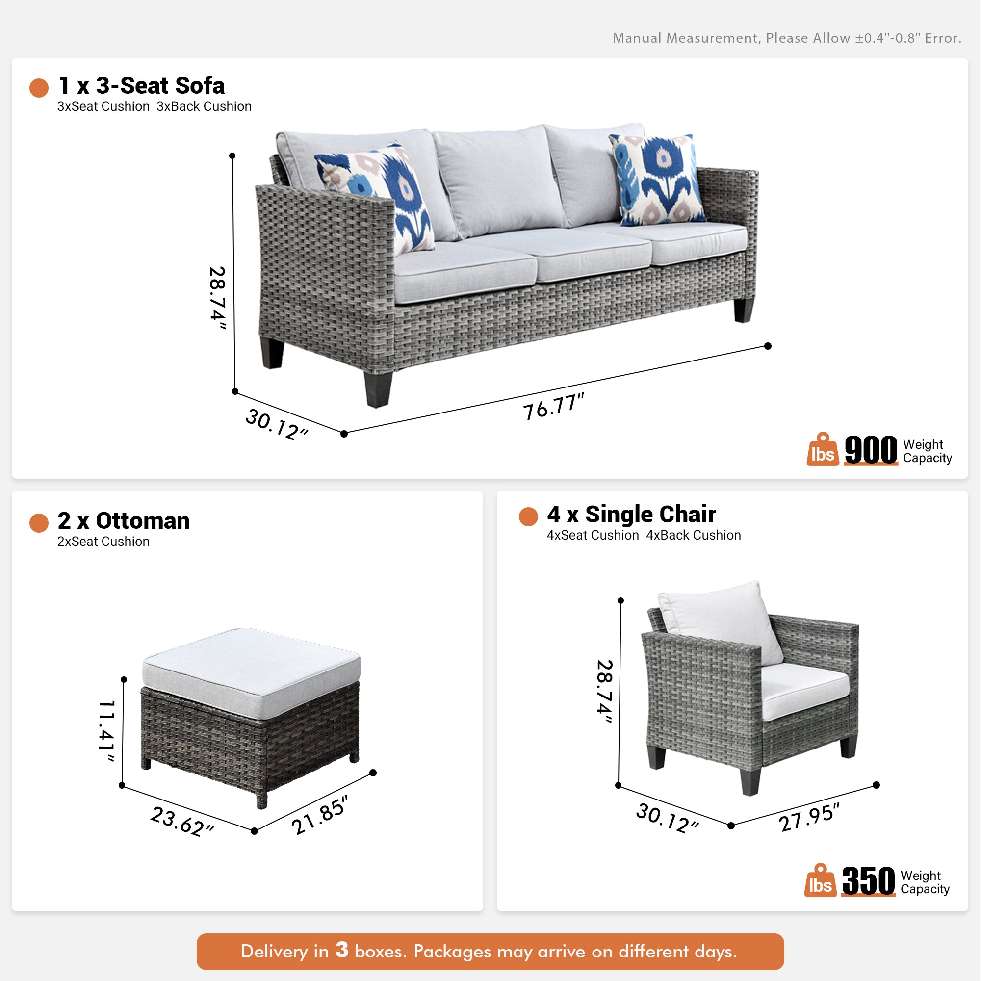 OVIOS Patio Furniture Set New Vultros 7-Piece High Back with Cushions