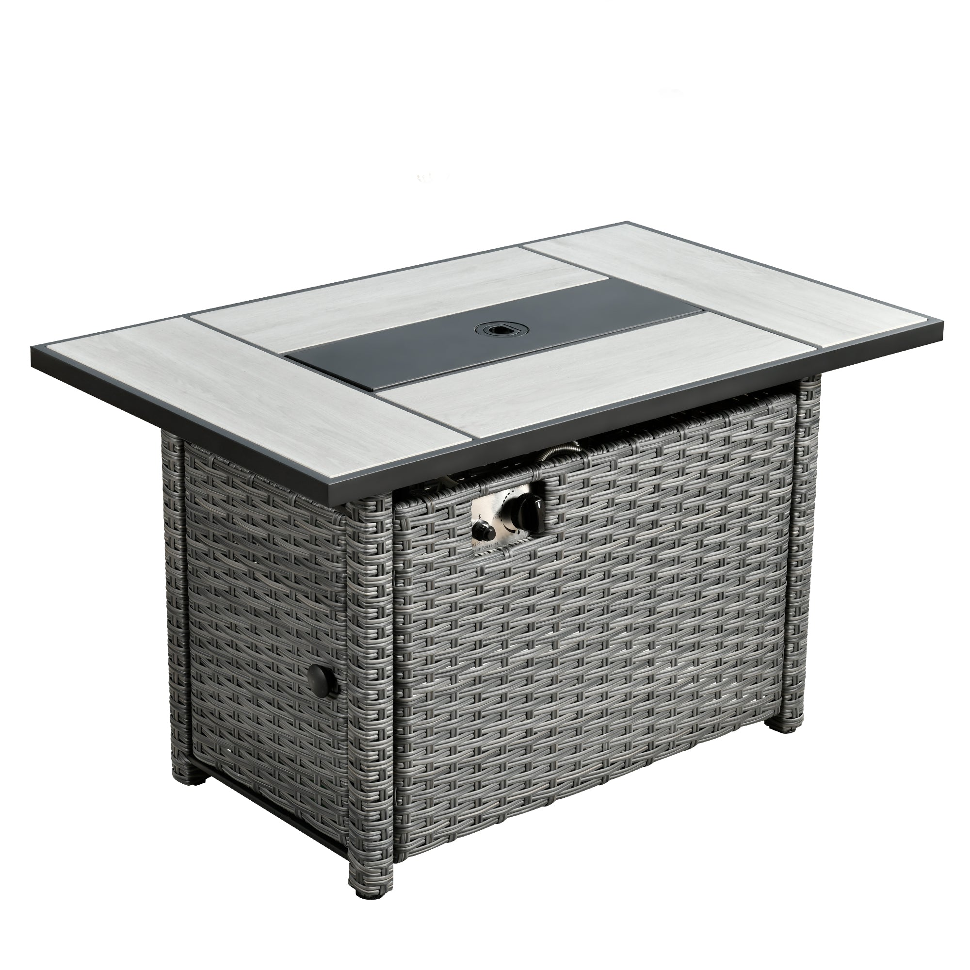 OVIOS 42'' Rectangle Propane Fire Pit Table Grey Wicker for Athena Series(DAR)