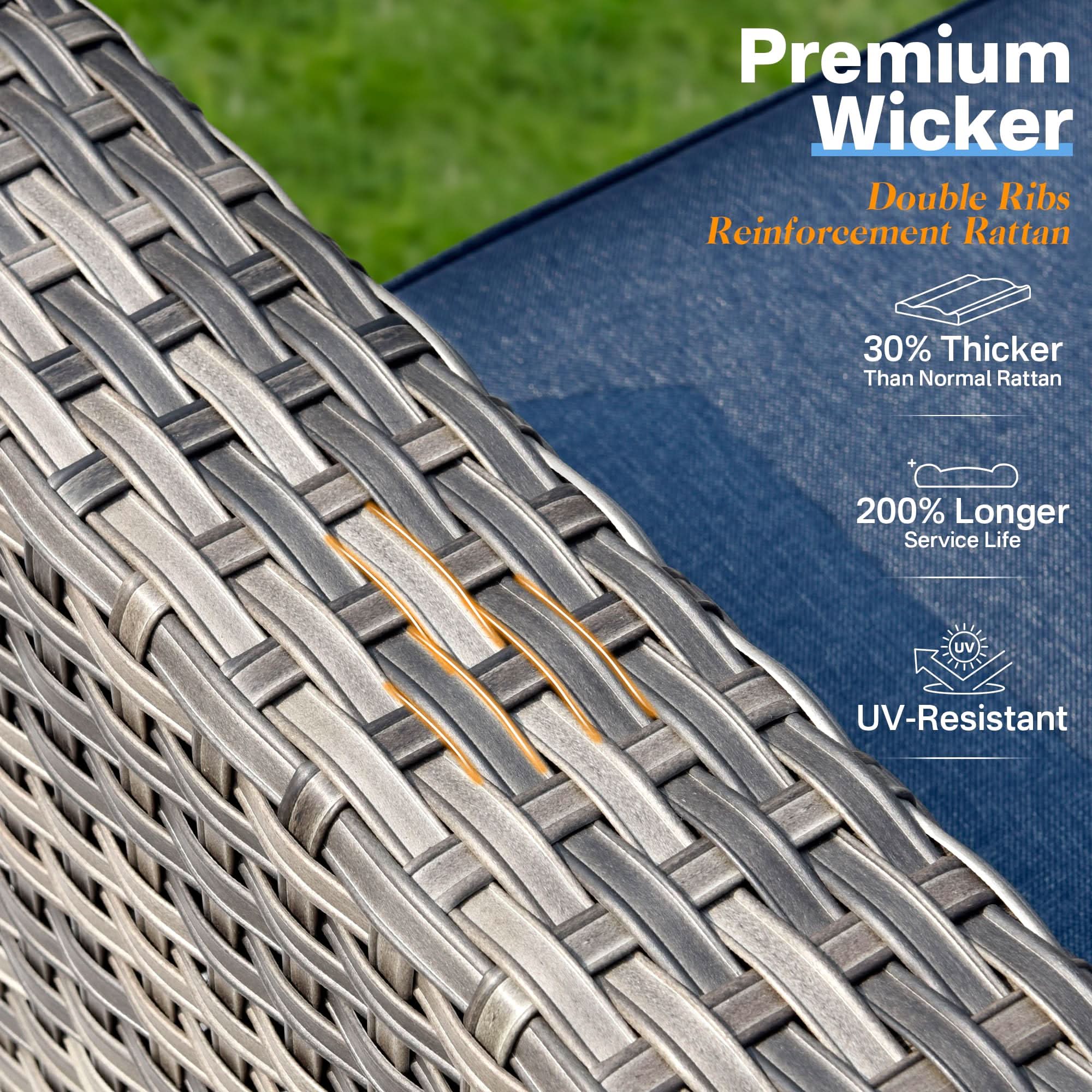 OVIOS Outdoor 8 Piece Patio Furniture Set with Fire Pit Table,Conversation Sectional Wicker Couch with Coffee Table