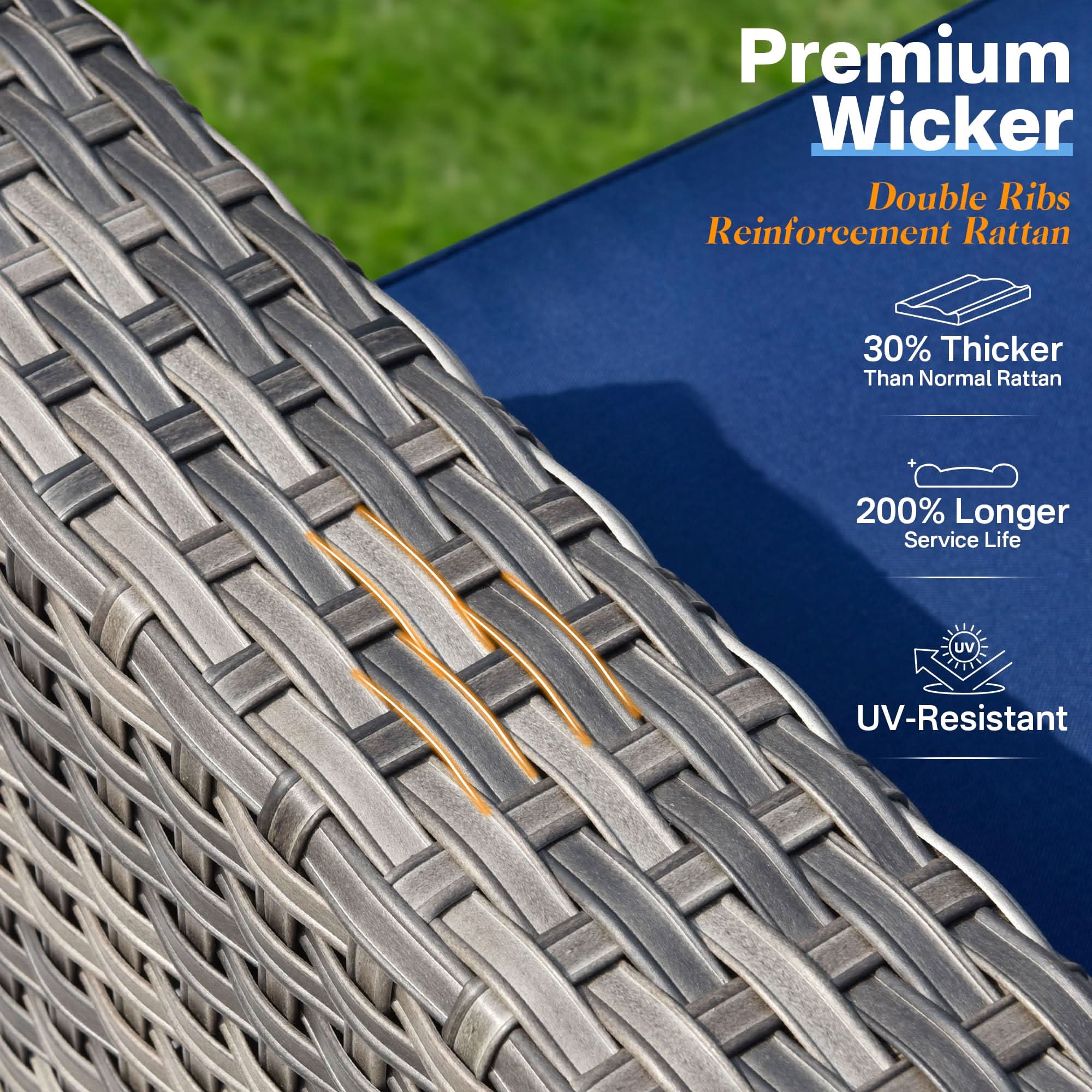 OVIOS Outdoor 8 Piece Patio Furniture Set with Fire Pit Table,Conversation Sectional Wicker Couch with Coffee Table