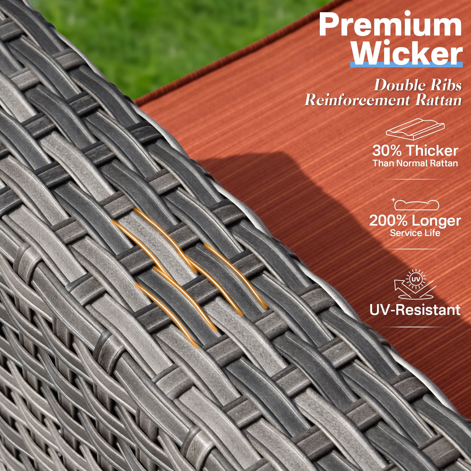 OVIOS Outdoor 8 Piece Patio Furniture Set with Fire Pit Table,Conversation Sectional Wicker Couch with Coffee Table